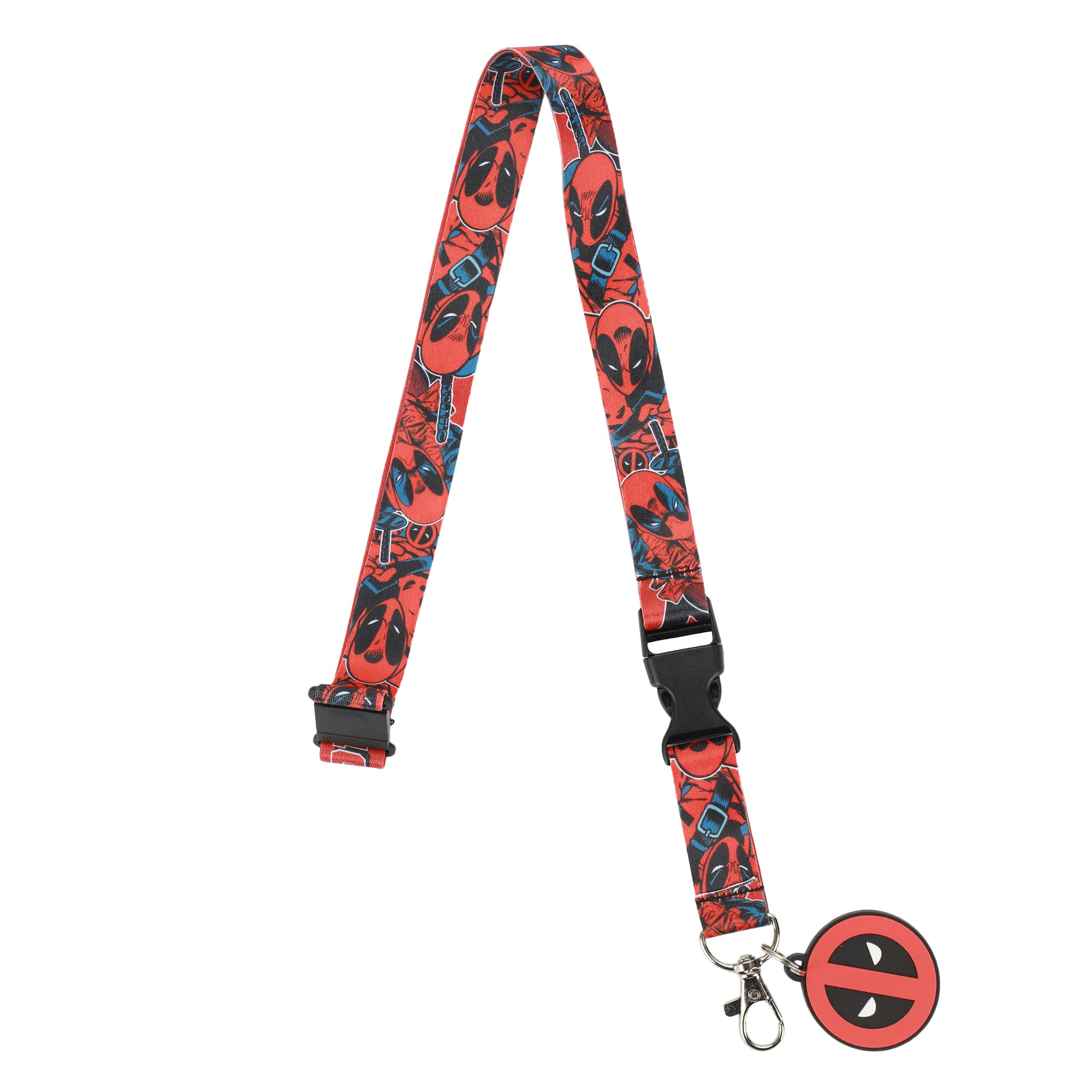 Deadpool Mask Logo Smycz 56 cm z etui na identyfikator, Czerwony, OSFA