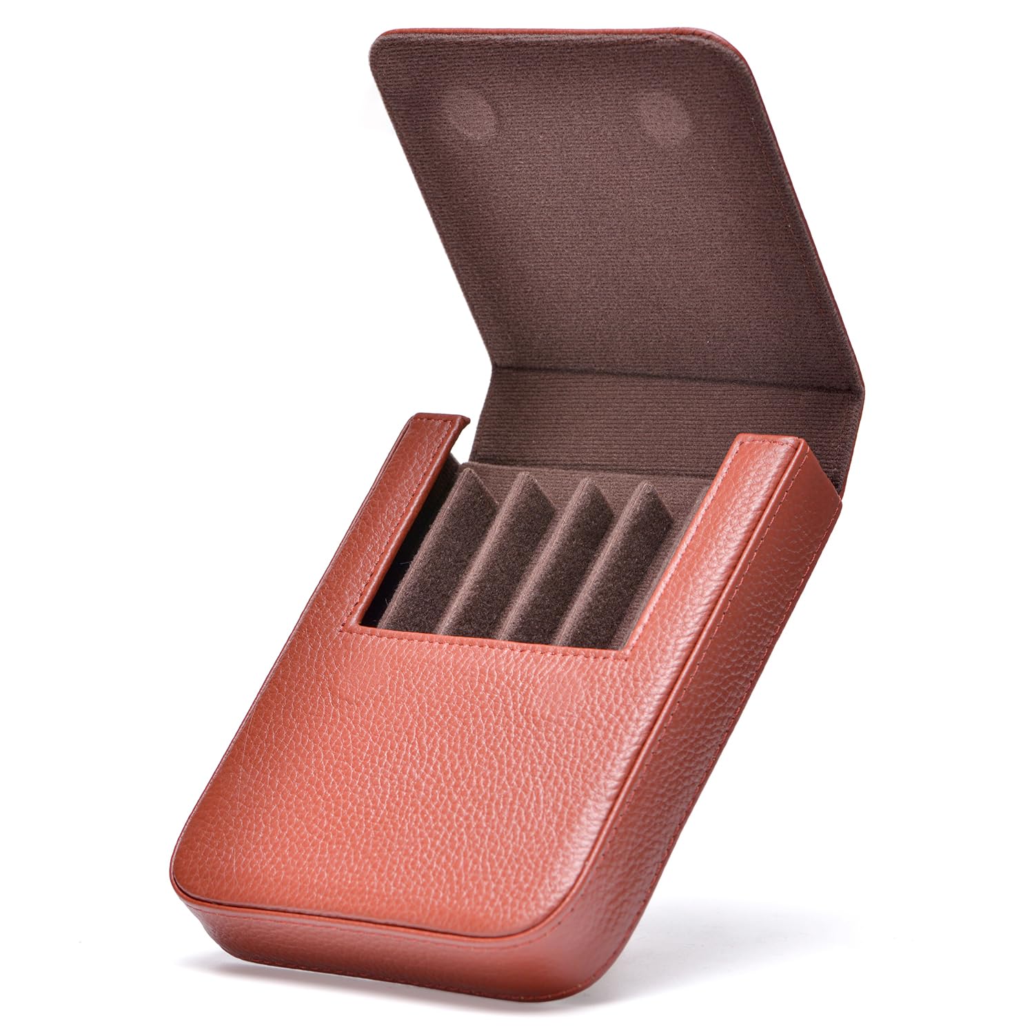 Lanxivi Estuche de Piel auténtica para Pluma estilográfica con 6 Ranuras, Organizador de Cuero café, Bolsa portátil para bolígrafos, Estilo cajón