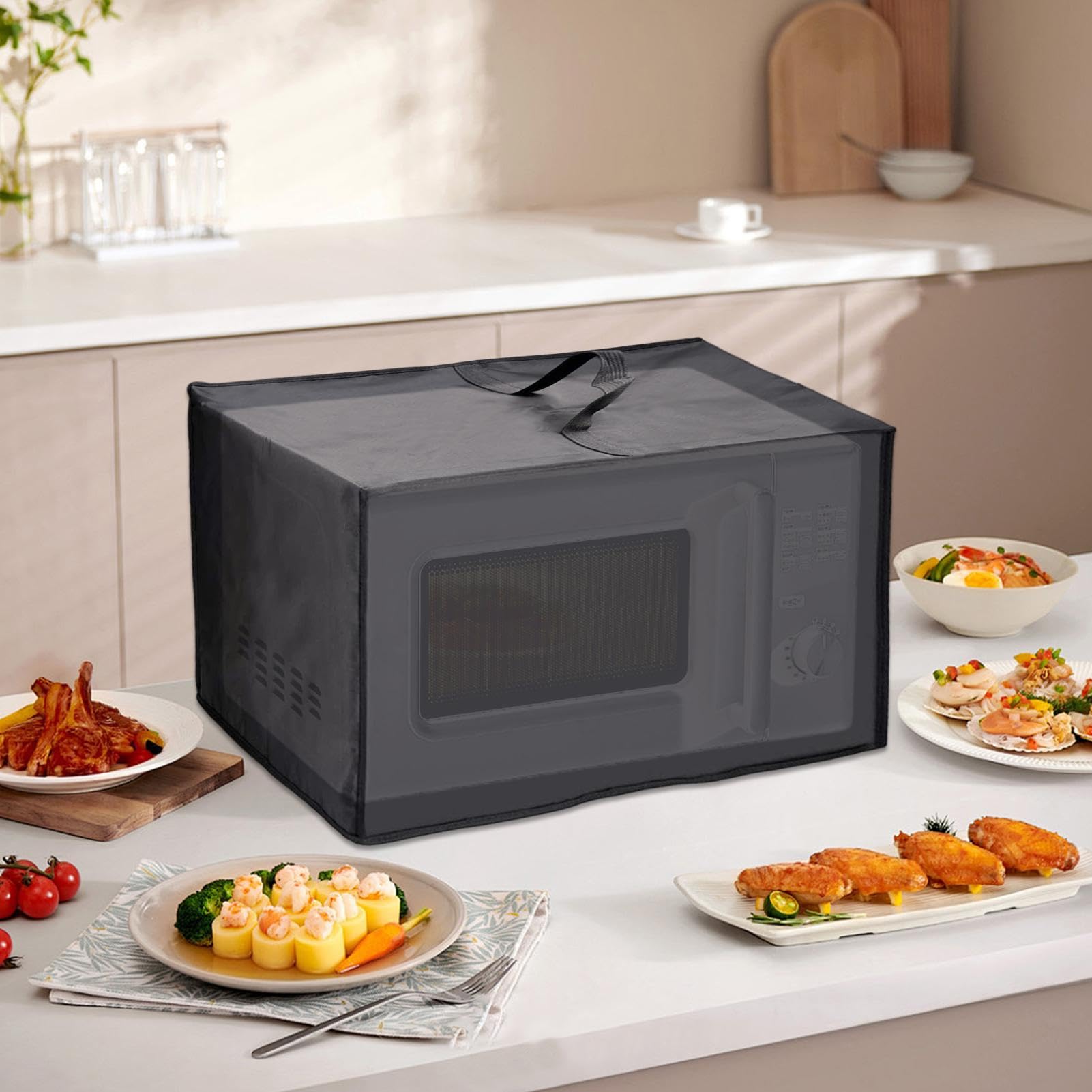 Paño para cubrir horno microondas, cubierta impermeable para tostadora - Paño para cubrir el polvo del horno y microondas - Funda de tela de nailon para pequeños electrodomésticos de cocina, panadería