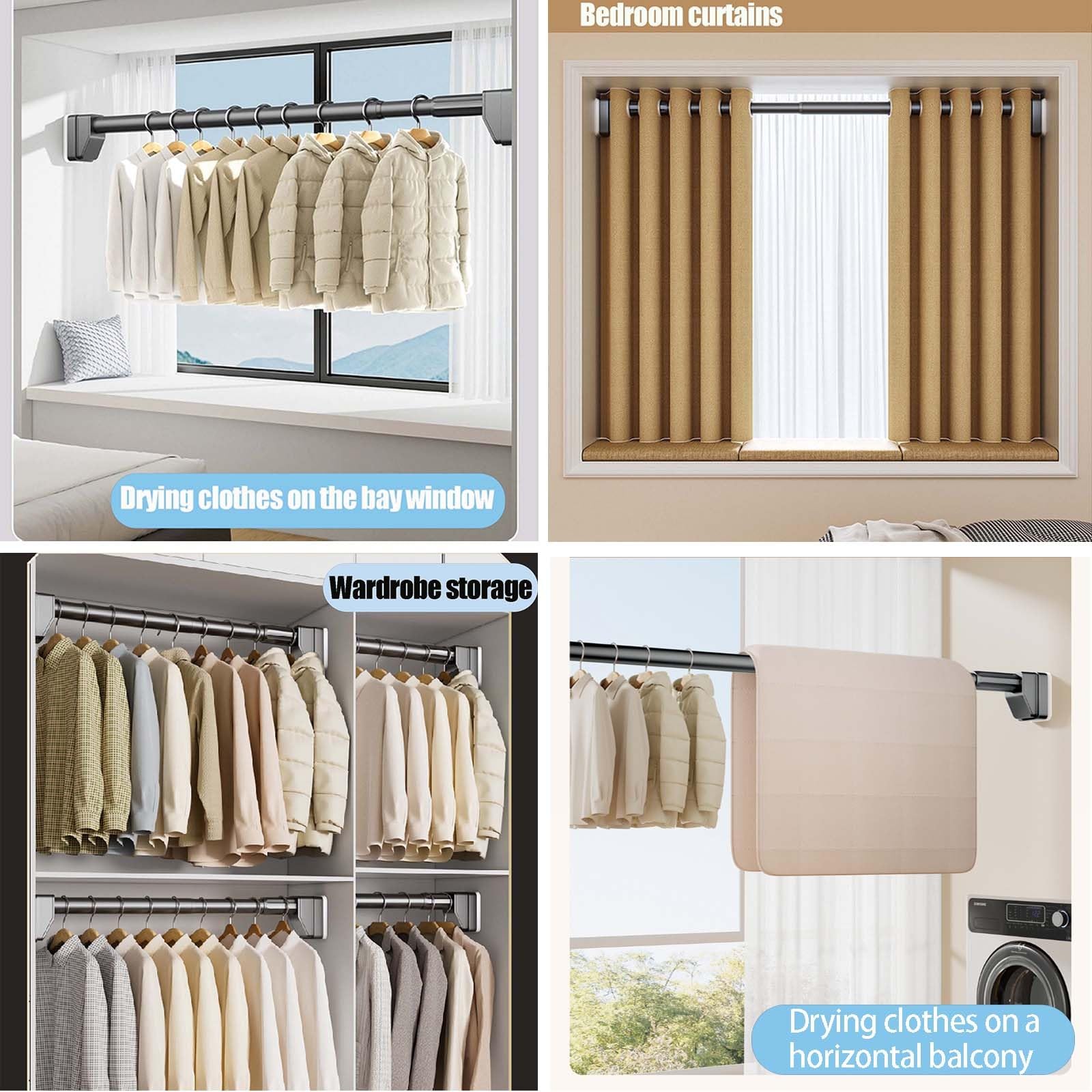 Tringle à Rideau de Douche Sans Perçage 40-500cm Tringle de Rideau de Douche Réglable Tringle Télescopique Inox Extensible Barre Rideau Douche Antidérapant pour Penderies