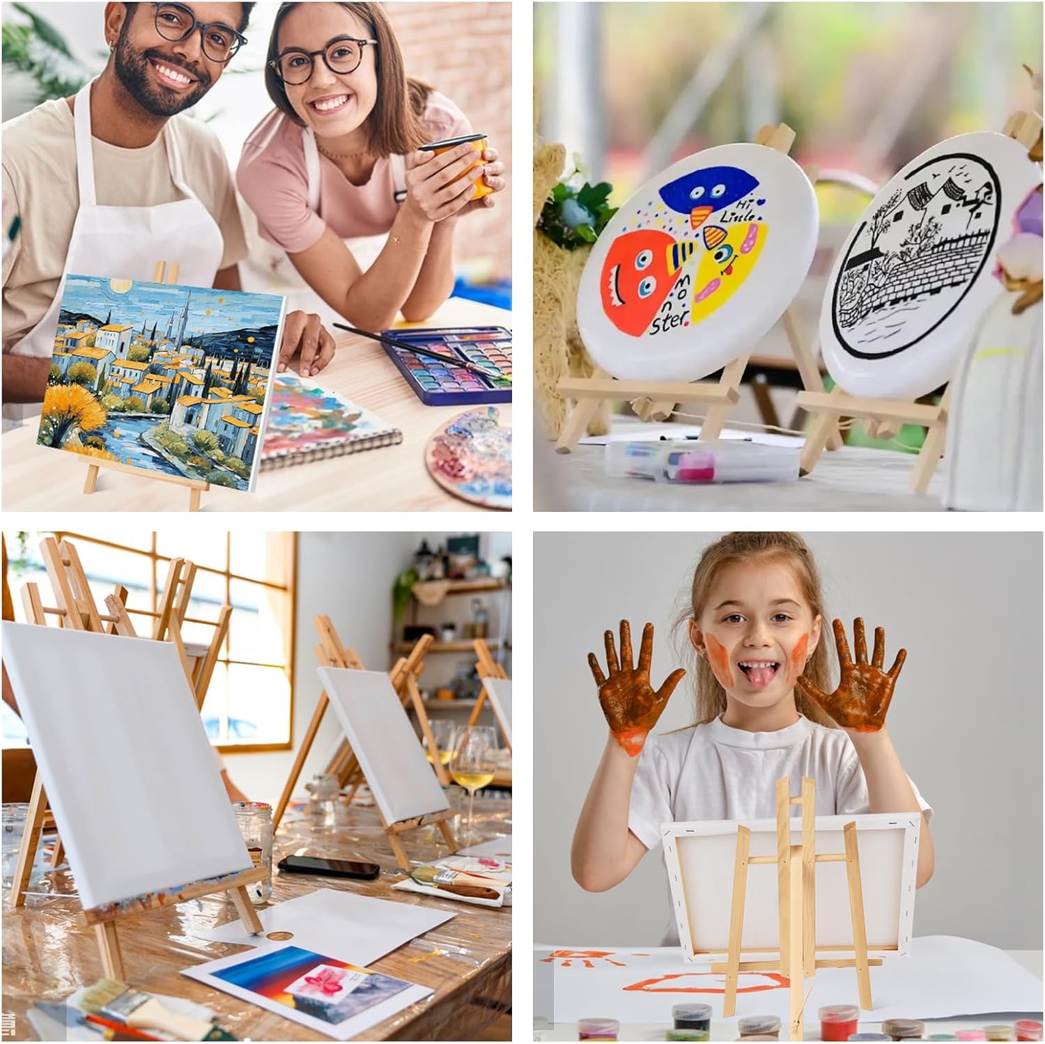 ESRICH 8 Pack 11.8" Wood Easels,Tabletop Easel for Painting,Painting Party, Displaying Canvases, Kids Student Table School Desktop, Portable Canvas Photo Picture Sign Holder - Image 7