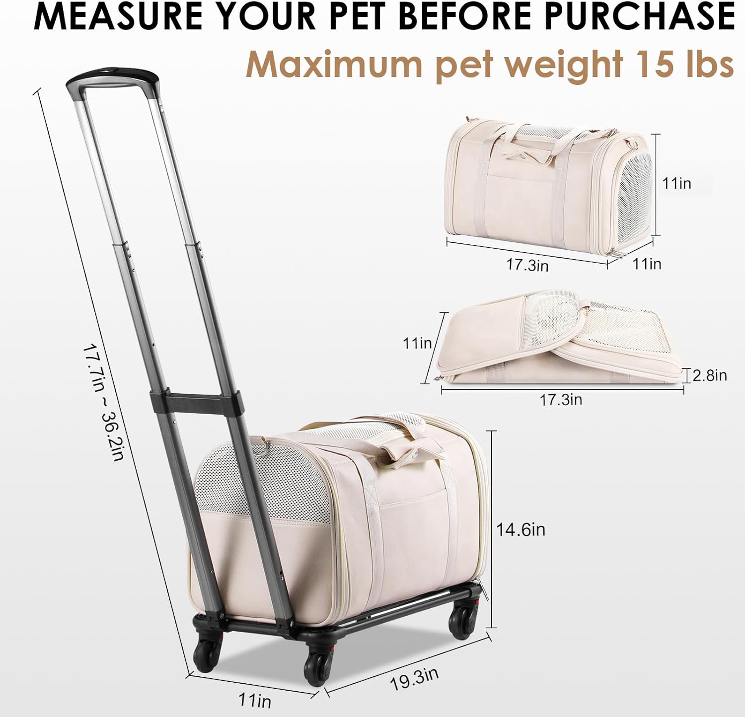 Travel in Style: The Ultimate Rolling Leather Pet Carrier for Your Small Furry Friends
