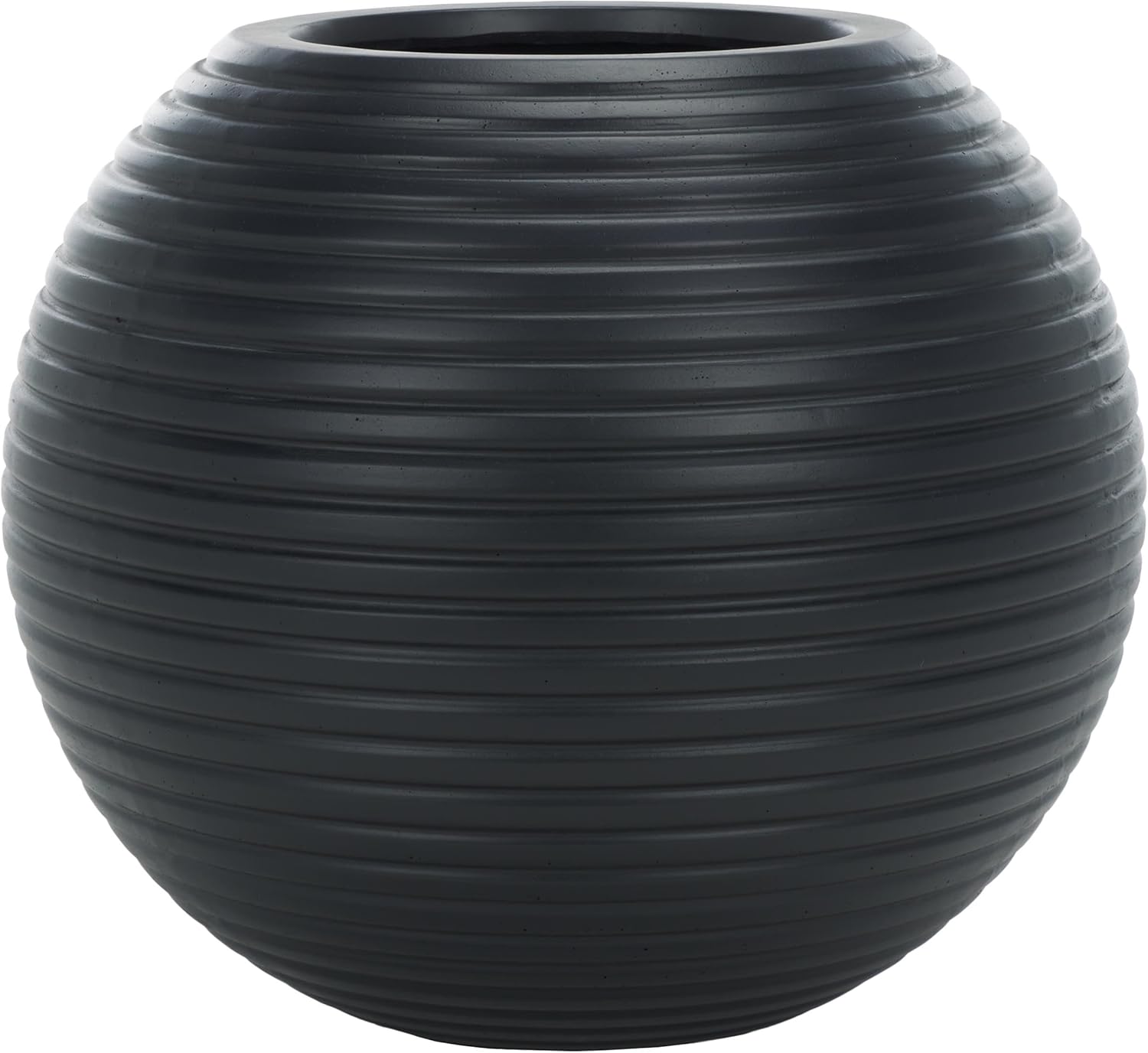 SAFAVIEH Outdoor - Mora BlackFiconstone Cement Round Planter Pot with Drainage Hole, Fully Assembled (PAT1534A)