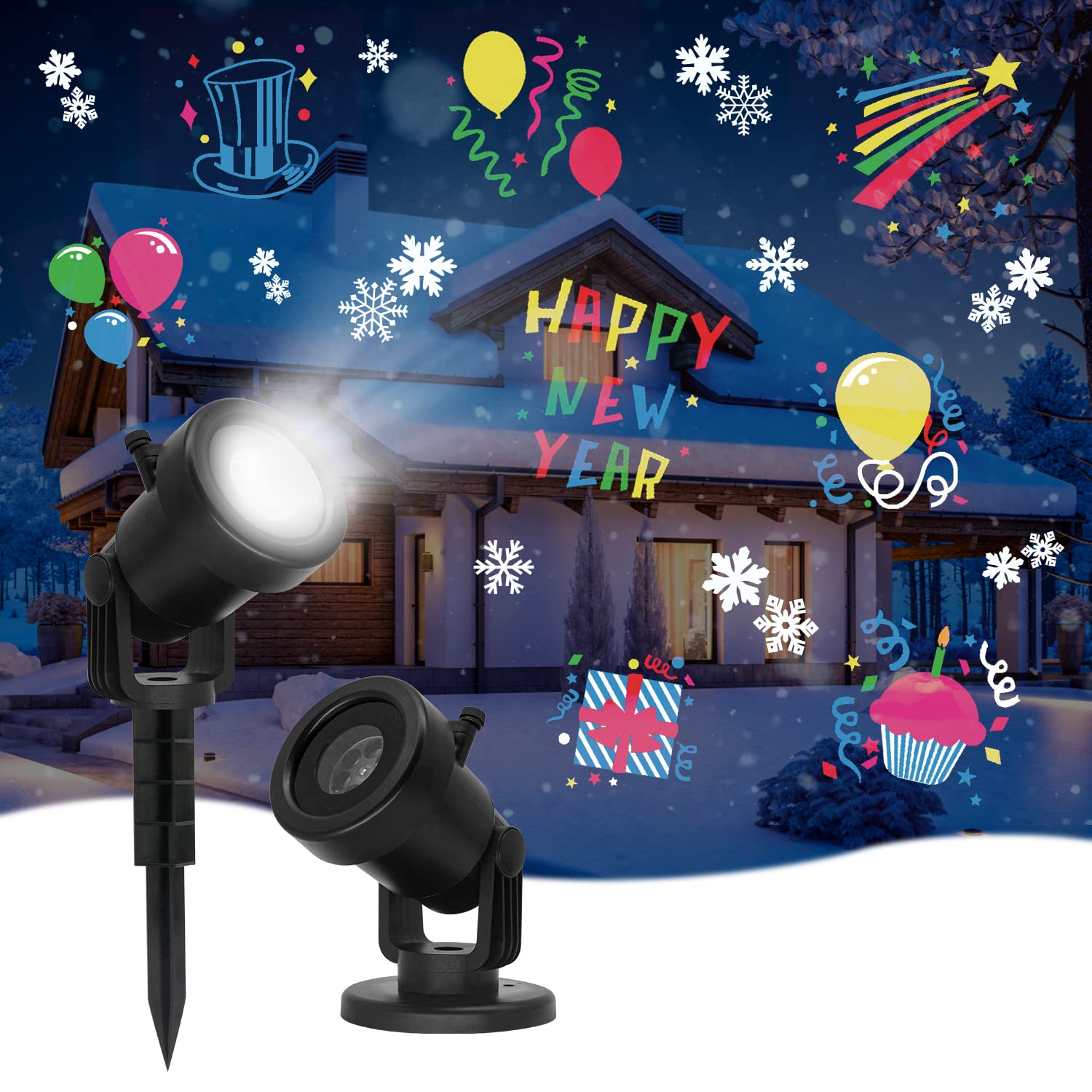Projecteur LED Flocons De Neige 3D - Effet Hivernal Pour Façade, Jardin, Mur - Étanche IP44