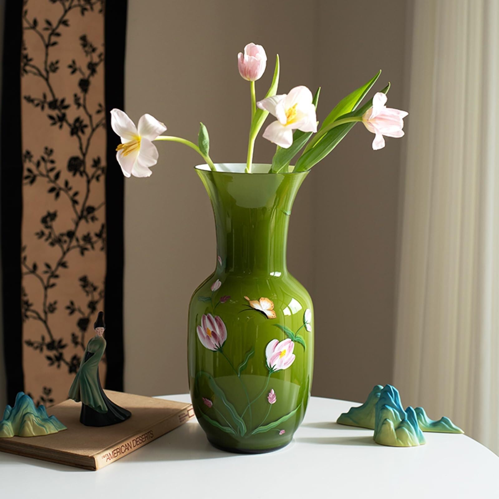 Vasi per fiori Vaso da terra, calibro retrò di grandi dimensioni con motivo floreale decorativo for soggiorno Centrotavola