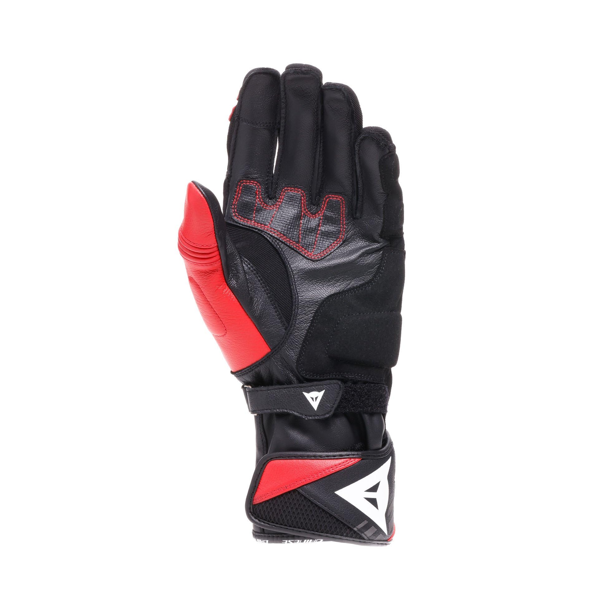 Dainese Reacto Carbon Long Gloves - Guanti Moto Lunghi in Pelle con Protezione Nocche in Carbonio e Rinforzi su Dita Smart Touch Men's