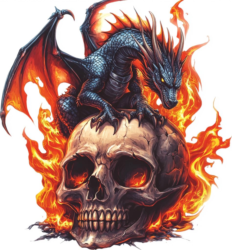Moohue Stamped Cross Stitch Kits for Adults Animal Dragon and Skull 14CT Pre Printed Cross Stitch Kits for Beginners (Animal Dragon and Skull)