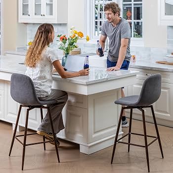 Homy Casa Set of 2 Ergonomic Barstools 26 Inch Swivel Counter Stools