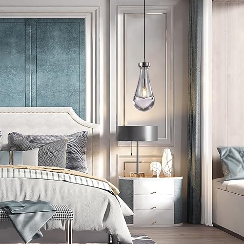 Miniatura 2 de Juego de dos luces colgantes de gota de lluvia, luces colgantes de níquel para isla de cocina, iluminación colgante de interior, lámparas colgantes,