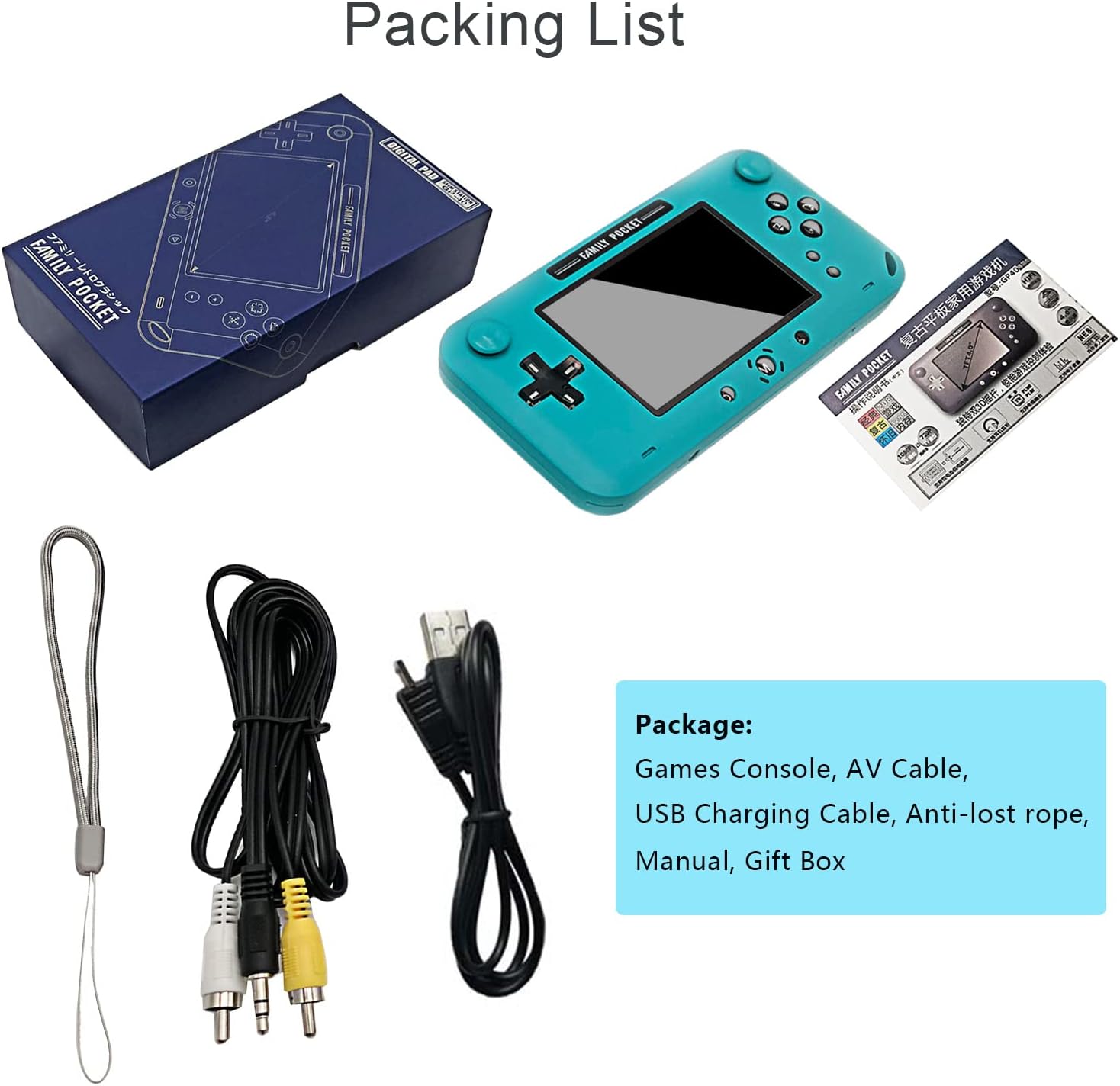 Handheld Games Console with 500 Games, 4 Inch Screen Retro Video Games Player Support AV Output, Rechargeable Electronic Games Gift for Kids Adults : Toys & Games