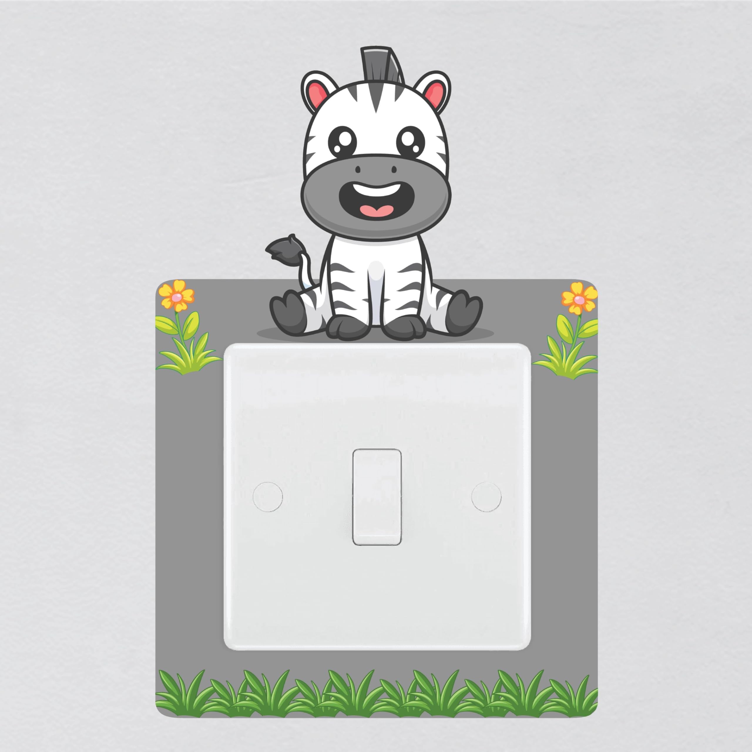 My Pixel Print Boys White Zebra Animal Light Switch Surround Sticker Nursery Jungle Safari Childrens Decal Wall Art Sticker Vinyl Kids Girl Bedroom Room Decor