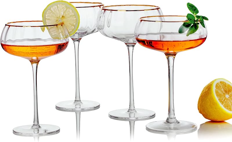 Gold Rim Coupe Glasses Set of 4 — $40