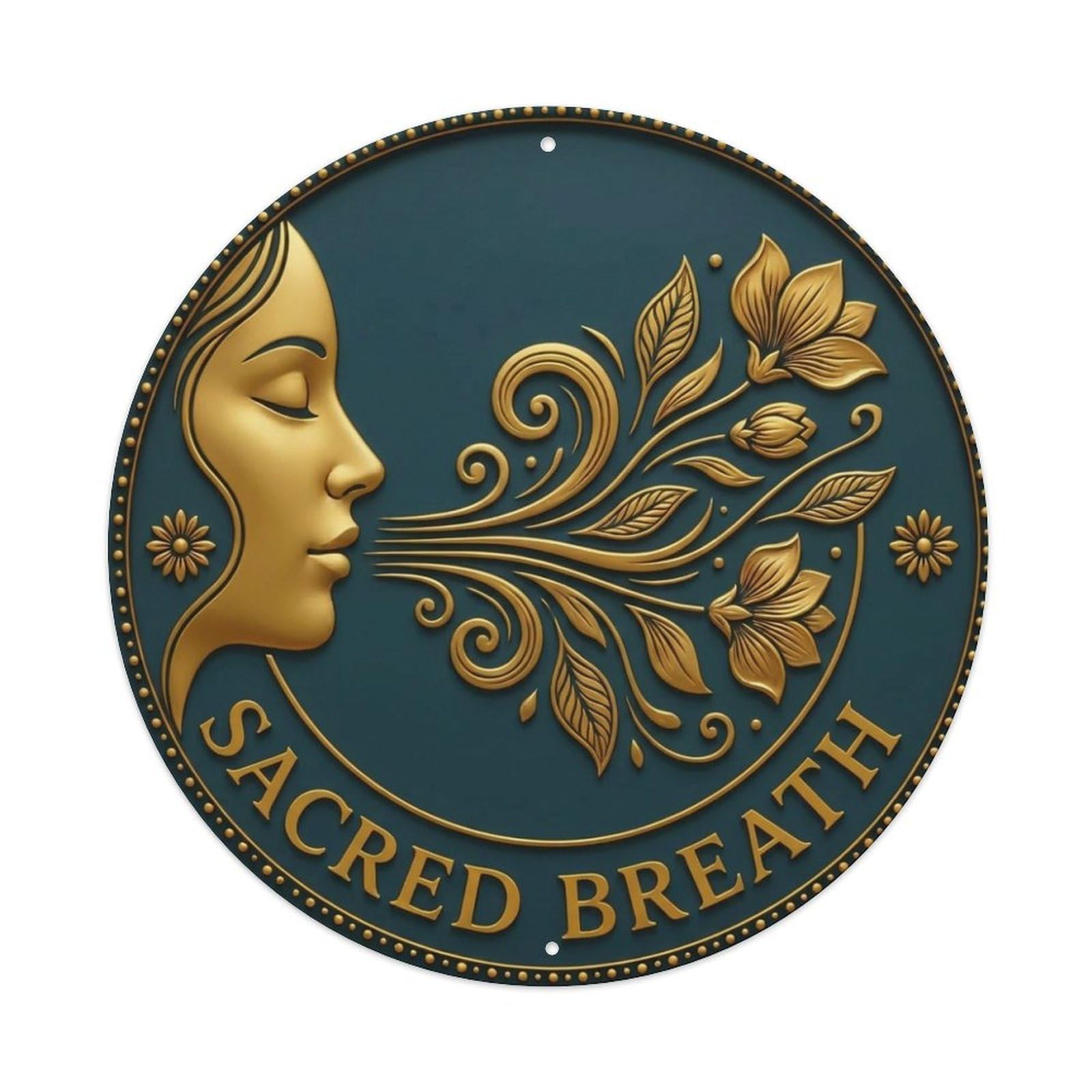 Vintage Sacred Breath Flower Zen Yoga Metal Tin Sign