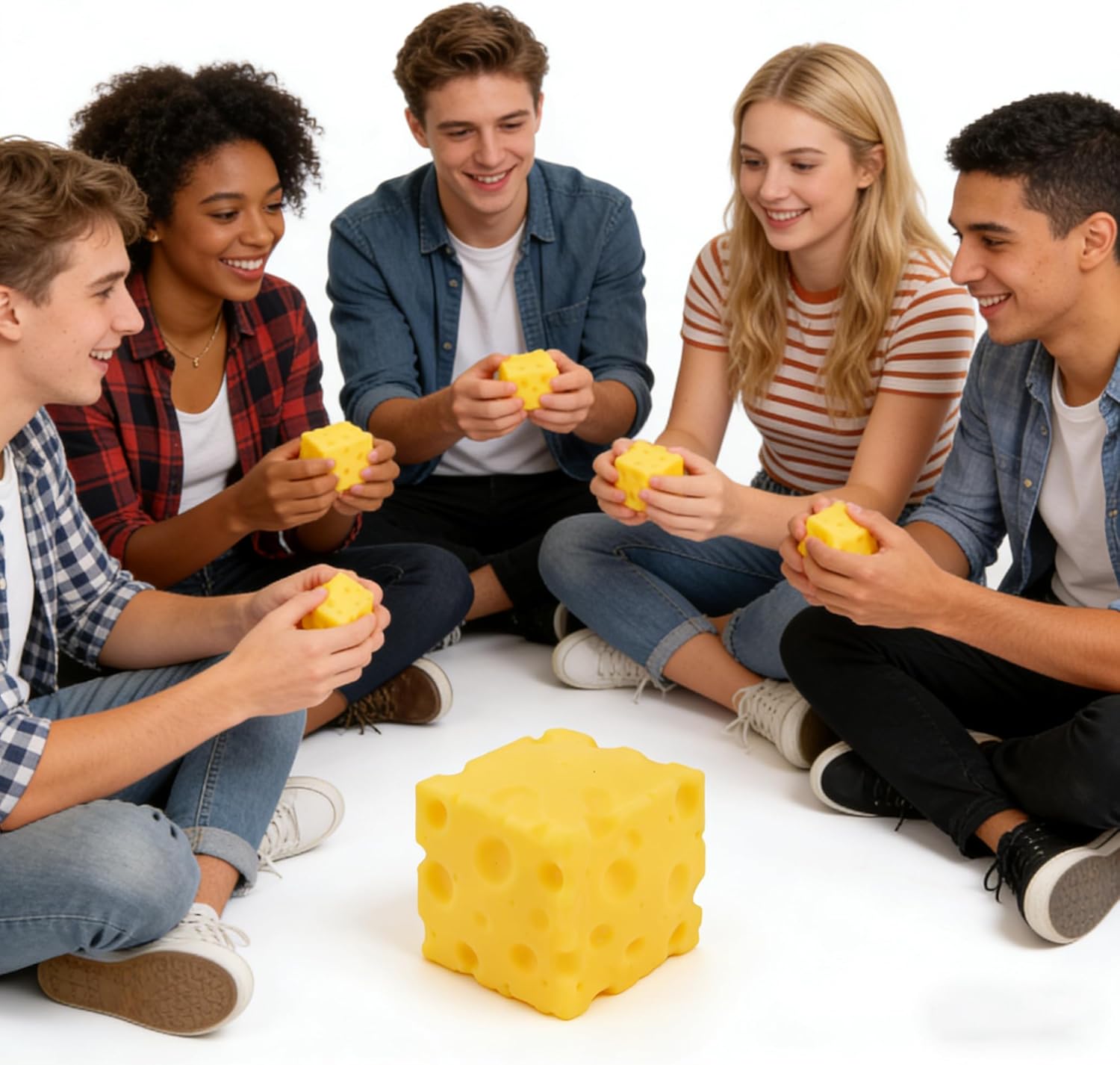 Cheese Squeeze Toy,Soft Novelty Toy, Rebounding Sensory,Help for Relax,Focus, Sensory Cheese for & Adults, Food Theme Cheese Cubes Squishy Toys, Cheese Stress Balls (Large-2PCS)