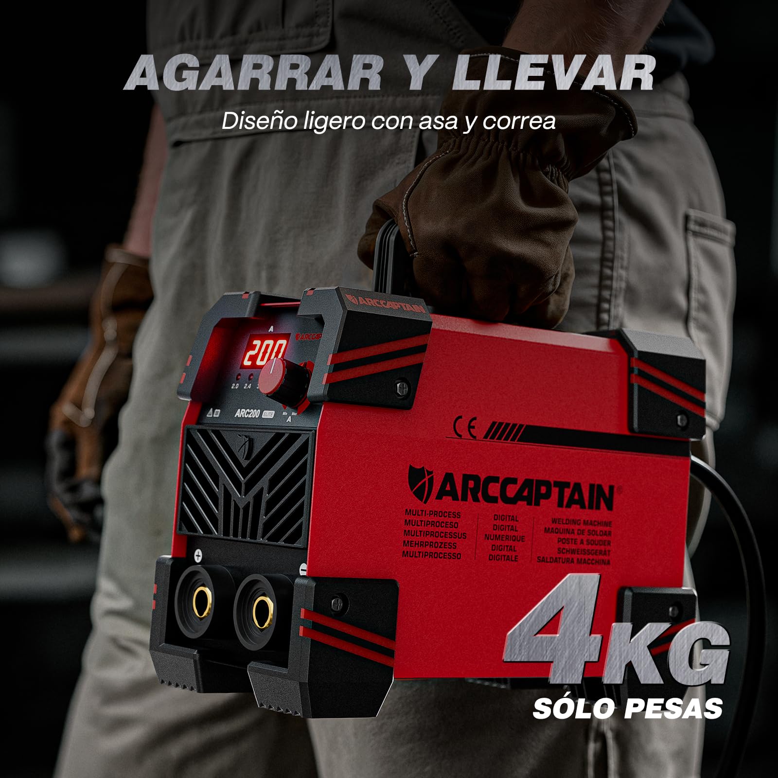 ARCCAPTAIN Soldador Inverter de 200 A, Maquina de Soldar TIG ARC con Control sinérgico, Inversor IGBT, 230V Grupo de Soldar MMA con Hot Start, Arc Force
