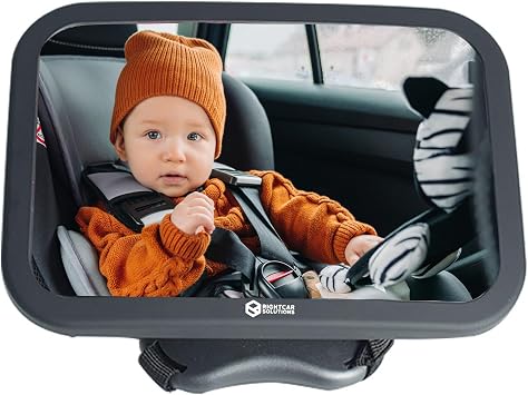 Rightcar Solutions Baby Car Mirror for Infant & Newborn | Rear Facing Car Seat Mirror | Shatterproof, Wide Crystal Clear View.