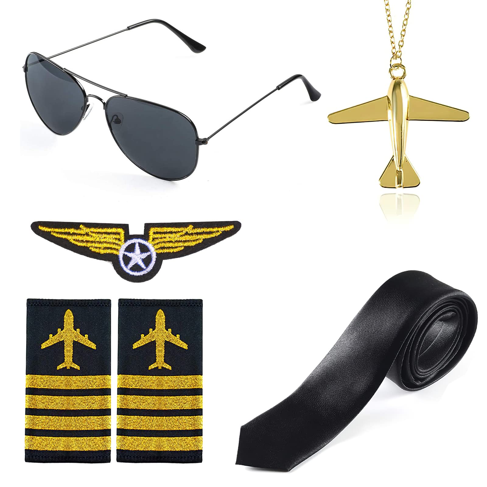 Costume Capitaine De Carnaval Homme - Épaulettes, Chapeau, Badge Inclus - Tenue Pilote Style