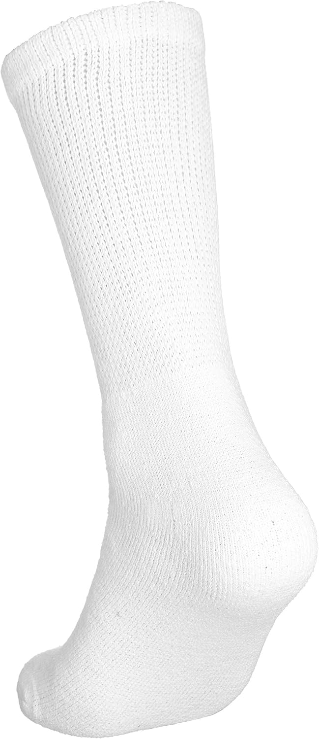 Special Essentials 12 Pairs Men's Cotton Diabetic Crew Socks White 10-13 : Health & Household