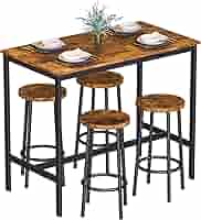 Tavolo Da Bar Con 4 Sgabelli - Set Sala Pranzo Moderno, Nero E Legno - Foto 4