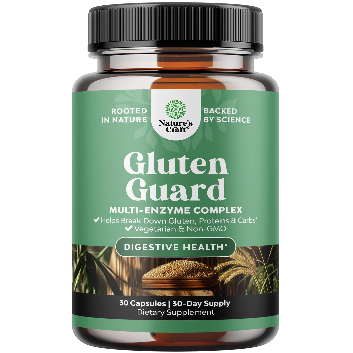Fast Acting Gluten Pills for Intolerance - GlutenGuard Gluten Enzyme Complex with Powerful DPP IV Blend Plus Lipase Amylase Bromelain Digestive Enzymes for Complete Digestive Support - 30 Servings