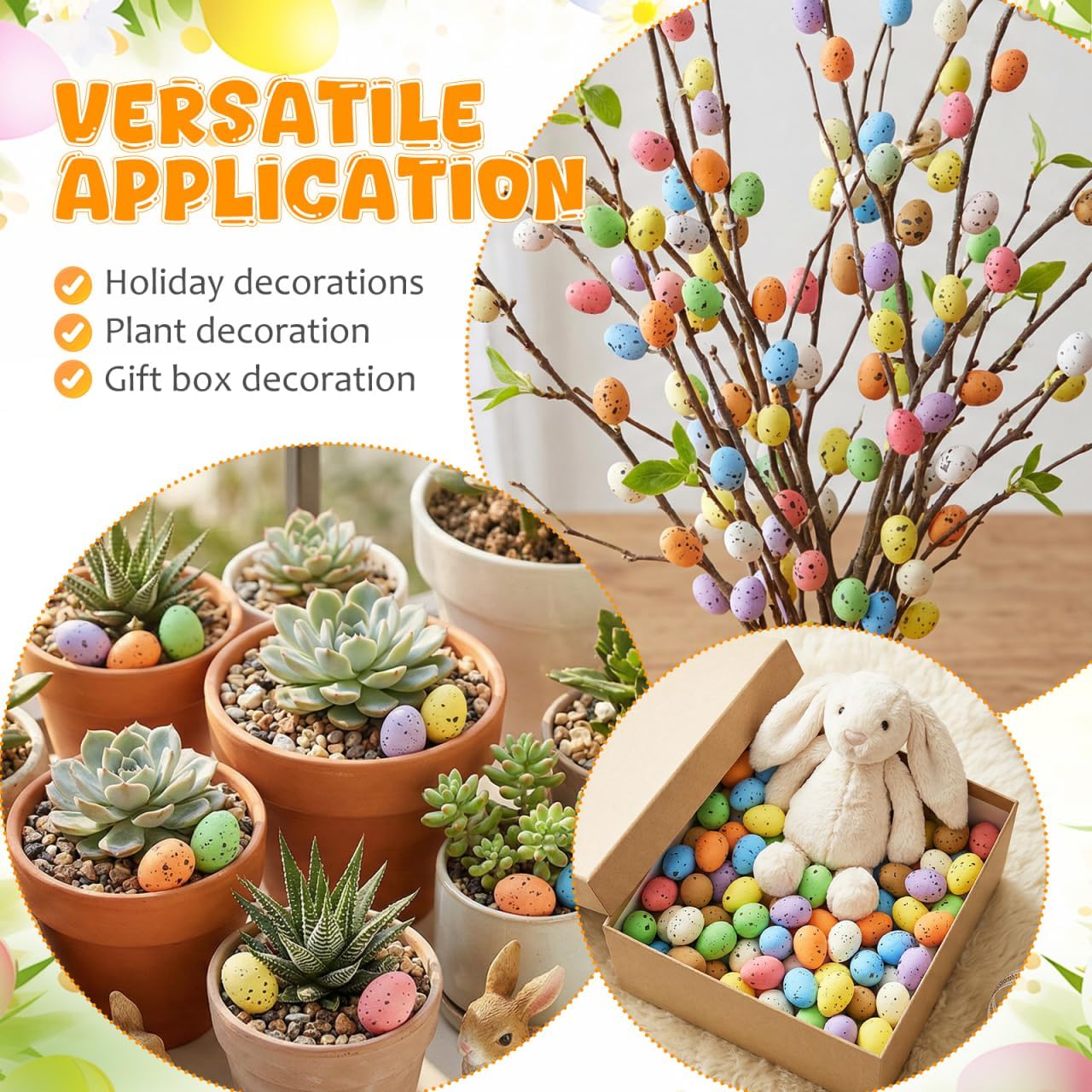 100 Piece Speckled Foam Easter Eggs, Mini Artificial Bird Eggs for DIY Crafts, Party Decor, Wedding Decorations, Photography Props, Pastel Colors