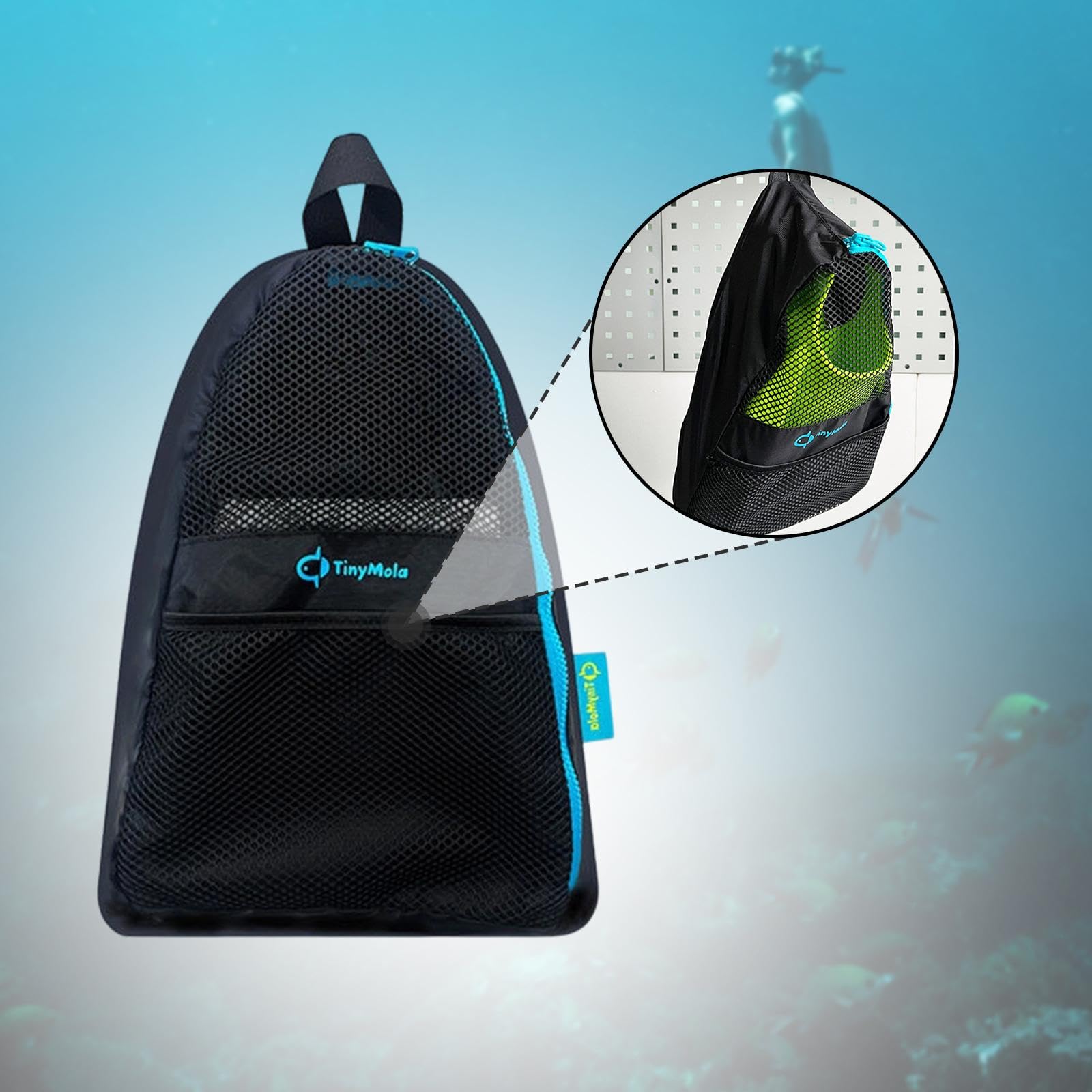 Borsa Porta Sacchetto Trasporto Attrezzatura Nuoto con Tessuto Oxford Impermeabile Struttura 3D Adatta per Allenamento Piscina Spiaggia