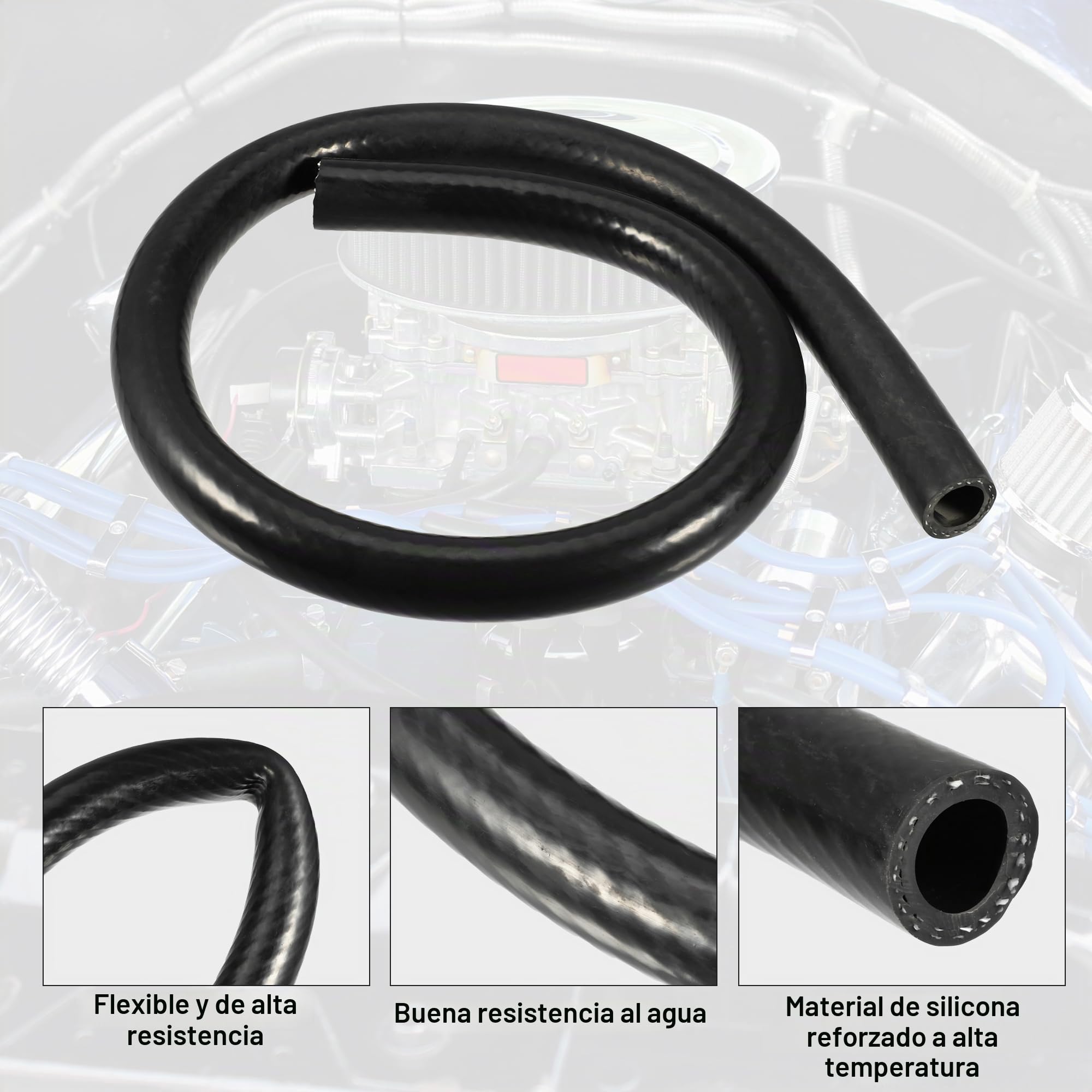 QUARKZMAN Tubo De Vacío De Silicona Negro 18Mm 1Pc Para Coche | Diámetro Interior 18Mm,Diámetro Exterior 26Mm,Longitud 1M,Para Benz,Para Audi,Para Toyota,Para Nissan,Para Mazda