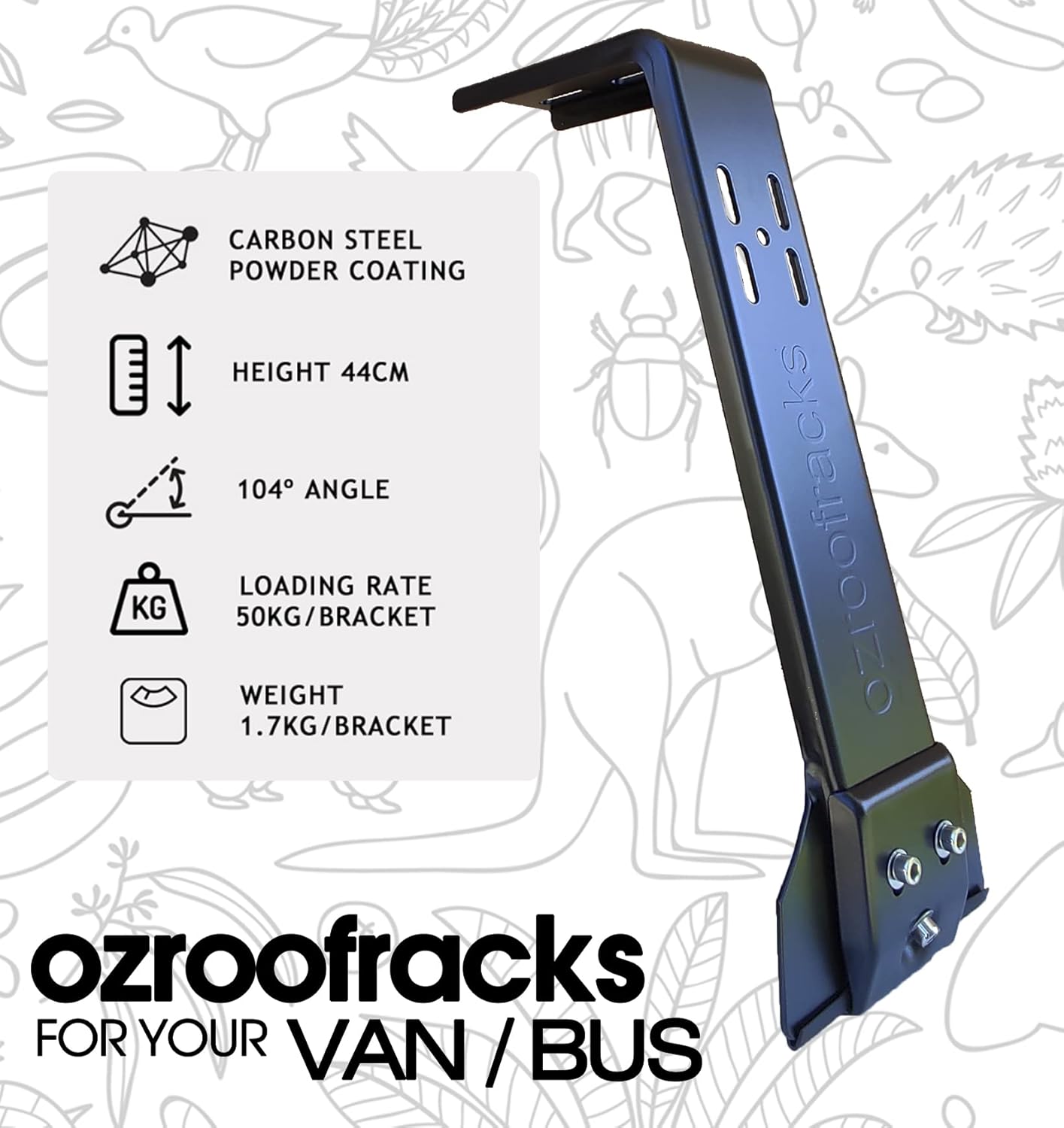 Set of x6 High Roof Rack Gutter Mount Brackets 44cms Length