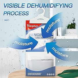 Vacplus Moisture Absorbers, Hanging Closet Dehumidifier Bags, Humidity Packs, Desiccant, Closet Dehumidifiers with Linen Fragrance, 10 Pack, 9.8 OZ
