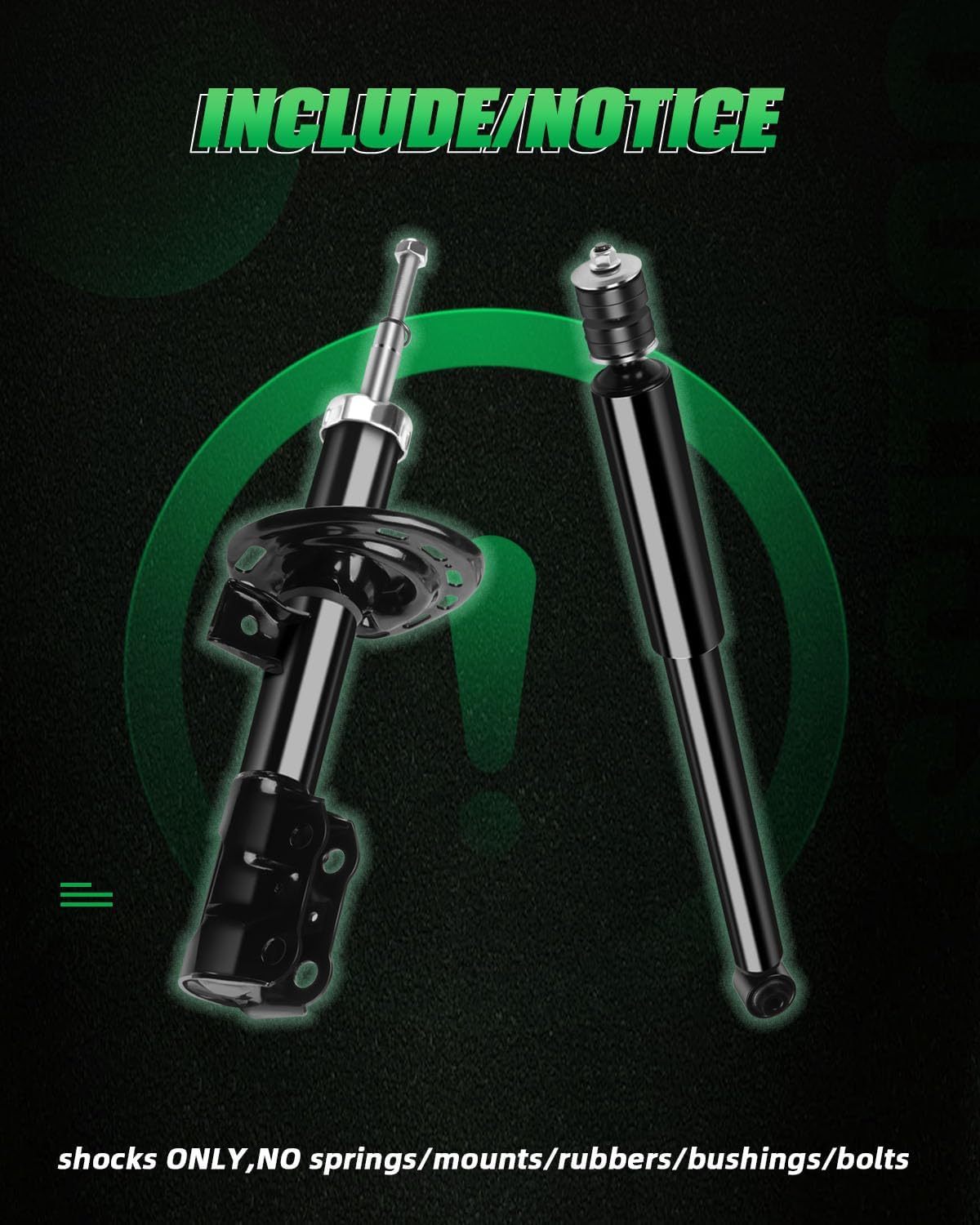 SCITOO Front Rear Shock Absorbers Fit for Honda Fit 2007-2008 Auto Shocks 333474 72290 333475 72291 343487 -Set of 4