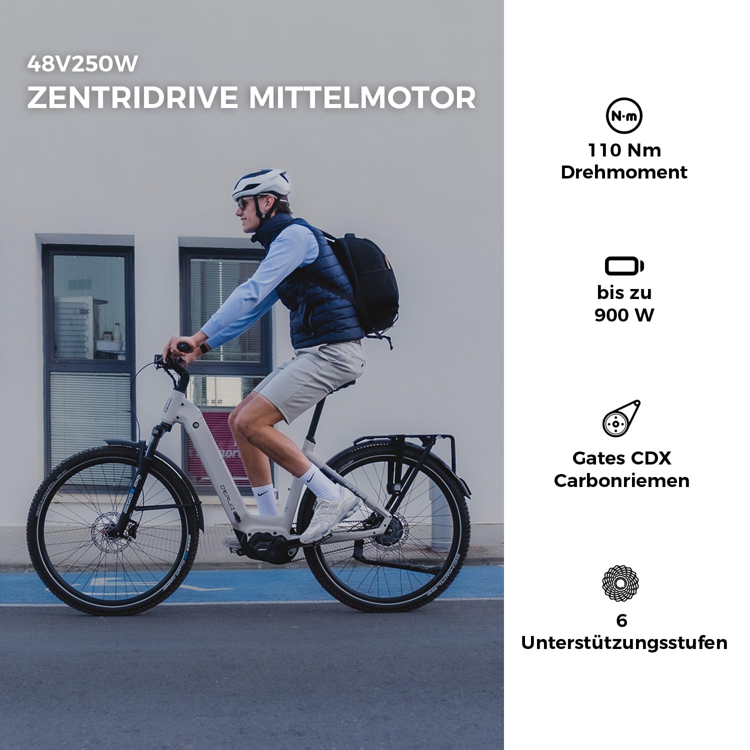 DERUIZ Mica Pro E-Bike 29 Zoll/27,5 Zoll Ebike Mittelmotor 110Nm, 48V720Wh | SUV E-Bikes für Damen und Herren, 48V 720Wh Samsung Akku bis 180 km, 250W Pedelec Riemenantrie, hydraulische Bremsen, StVZO,
