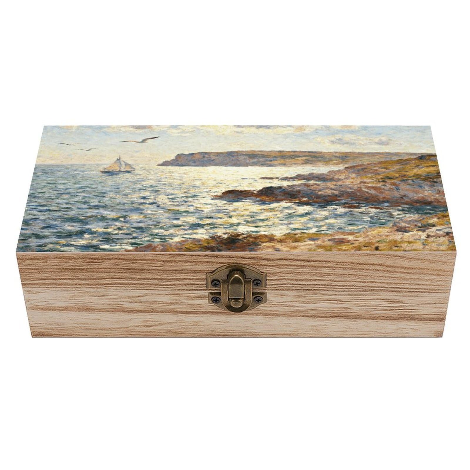 VstaDank Cap Negre Watercolor Wooden Storage Box with Hinged Lid Natural Wooden Box Beautifully Keepsake Boxes Vintage Wood Boxes Jewelry Organizer Trinket Storage Chest Unique Gift