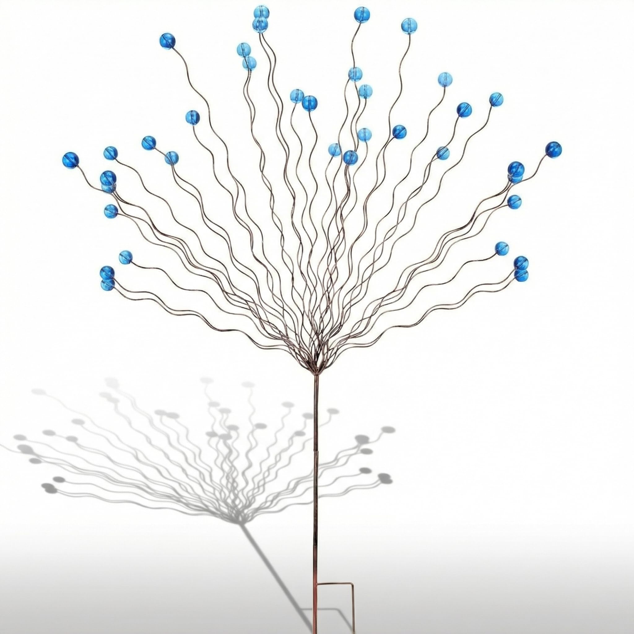 Photo 1 of Novabright Whimsical Blue Bead Tree Yard Stake 40 Inch H 30 Arm Bead Art Garden Decoration Handmade Rustic Metal Decorative Yard Stake for Women Gift Party Decor