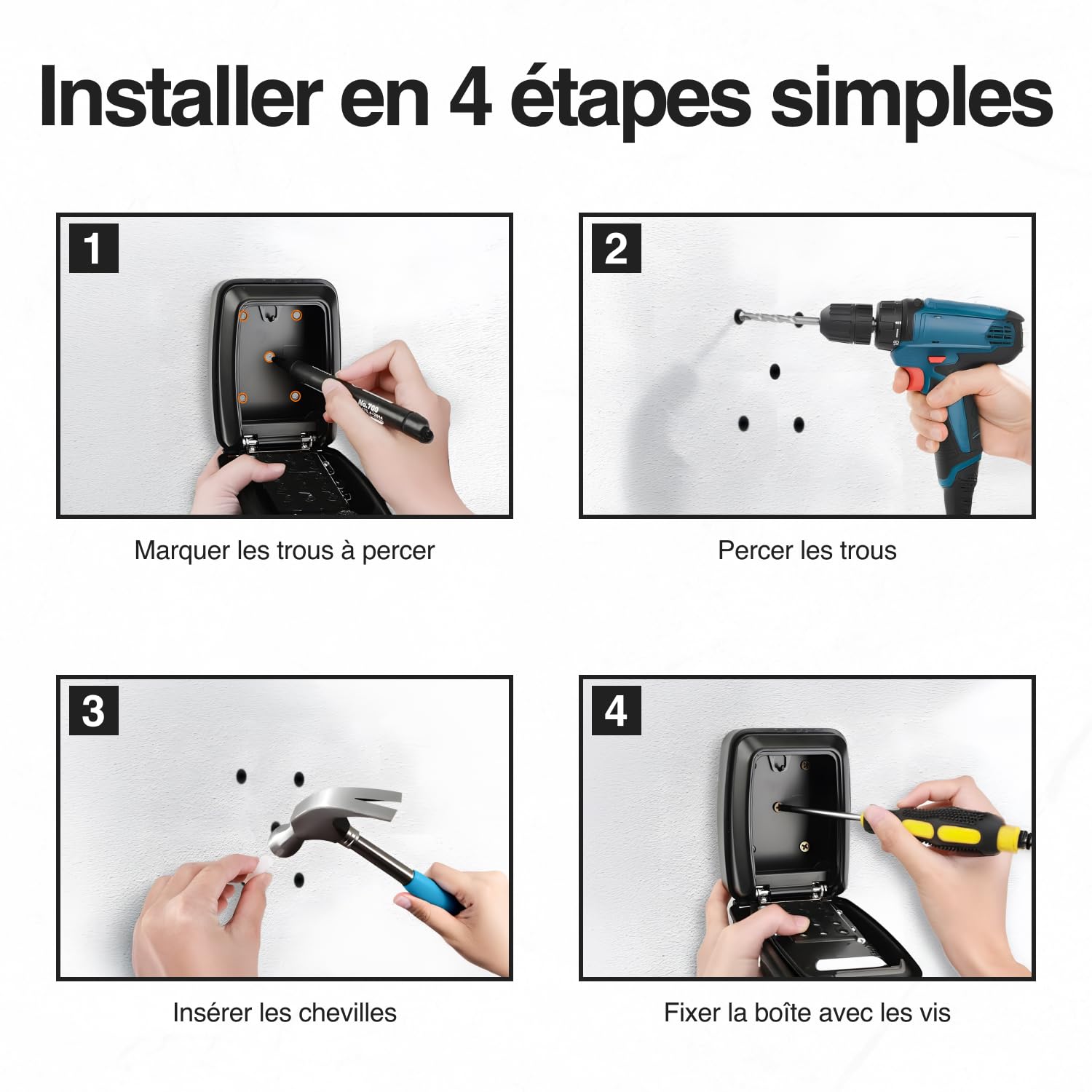 LDS® Boite à Clefs Sécurisée Extérieure – Approuvée par la Police – Coffre à Clés Étanche avec Code Réinitialisable à 12 Chiffres – Grand Rangement pour Clés de Rechange – Idéale pour Maison, Garage