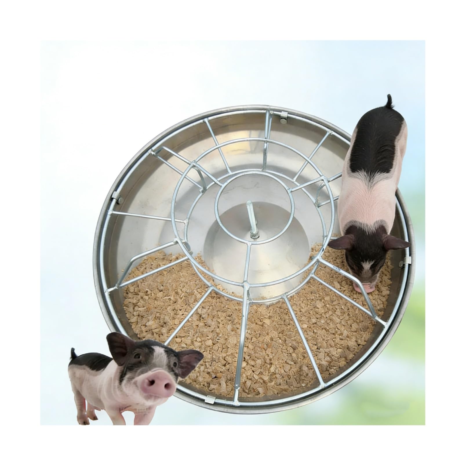 Estante de alimentación de ganado de acero inoxidable, comedero redondo separado para cabras, ovejas, caballos, comedero de animales de granja