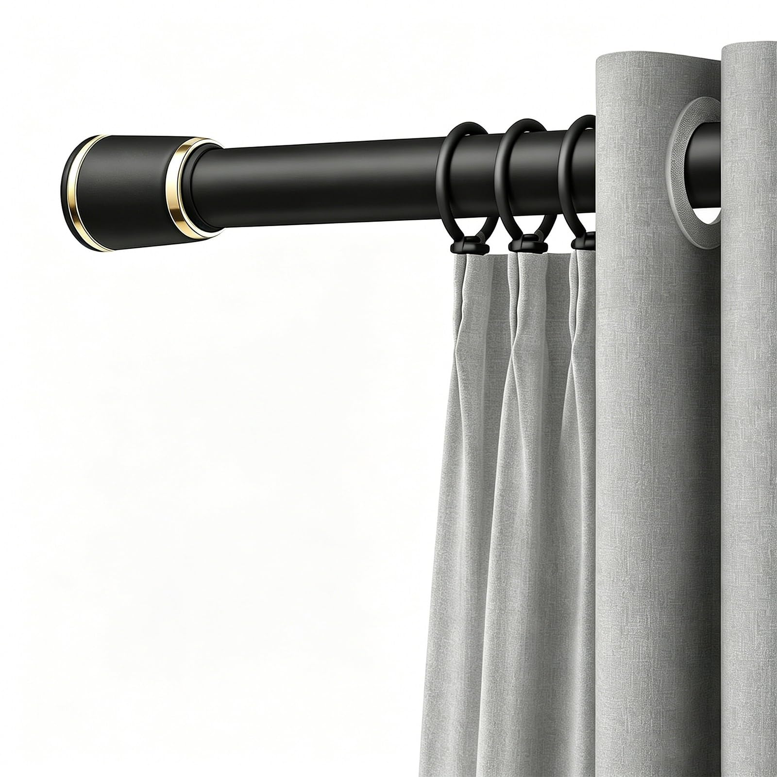 Shower Curtain Rod, 1.2 in Diameter Tension Curtain Rod, Nonslip Adjustable, No Drill Detachable for Bathroom Kitchen Closet(Black,100-170cm/40-67in)