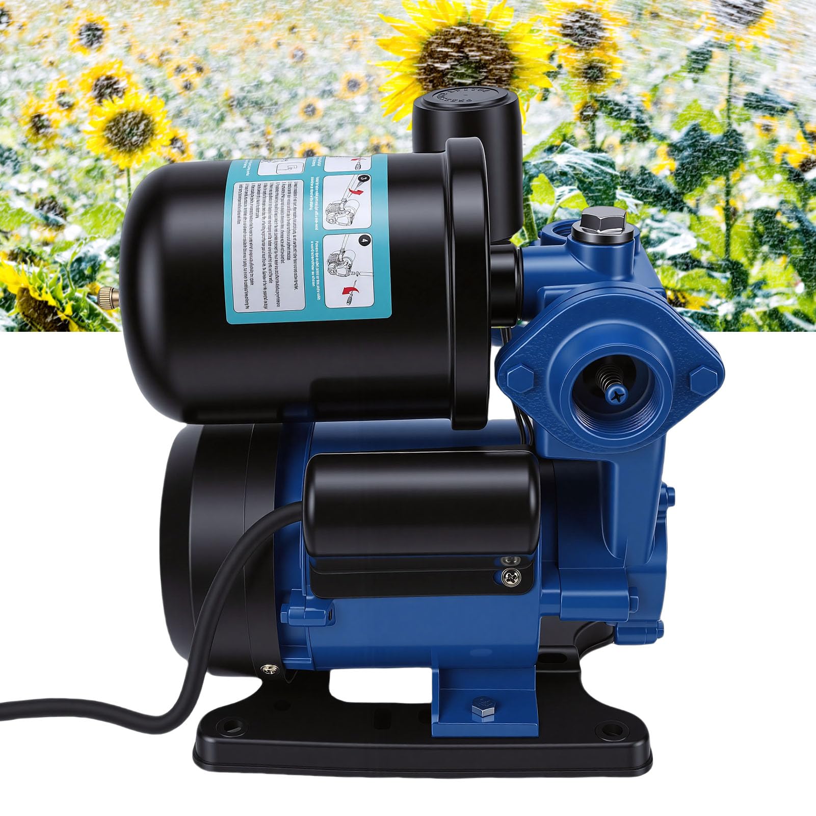 Generic Pompa Booster Autoadescante, Prevalenza da 40 M, Pompa a Getto per Pozzi Poco Profondi con Avviamento e Arresto Automatico, Booster a Pressione dell'Acqua con Serbatoio a Pressione (Spina