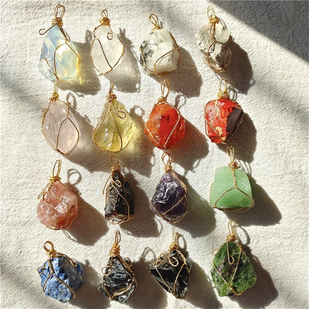 1 Stück natürlicher Kristall, rosafarbener Rosenquarz, rauer Anhänger, Amethyst, unregelmäßiger Stein, Bergmannsschmuck, Therapie-Halskette, wunderschöner natürlicher Kristallstein, Kristall Voller Te