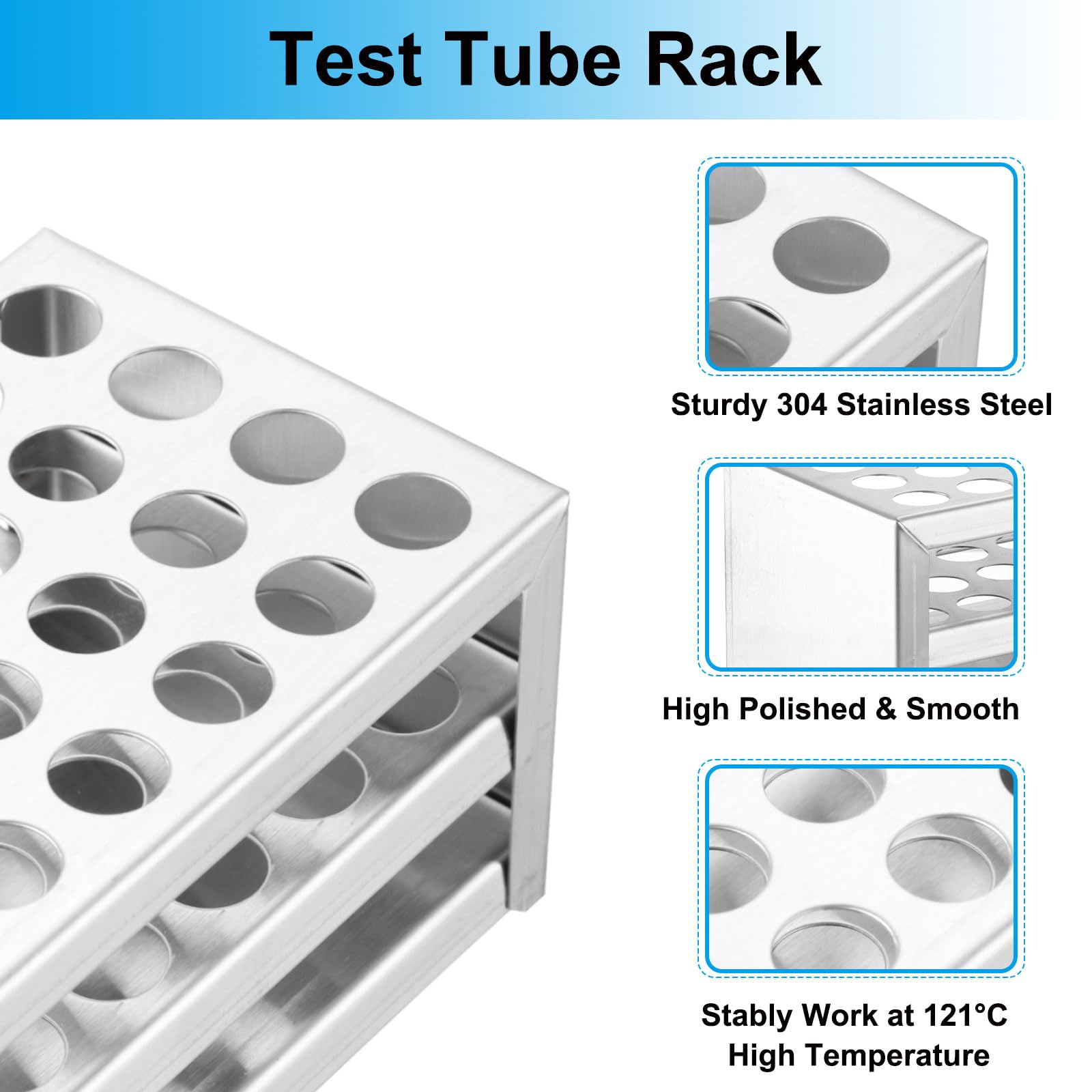 PATIKIL Soporte Para Tubos Ensayo 40 Agujeros 2 Pz Agujero Redondo 13mm Soporte Para Tubos Ensayo Acero Inoxidable 304 Adecuado Para Tubos Ensayo 5ml Para Experimentos Científicos Plateado