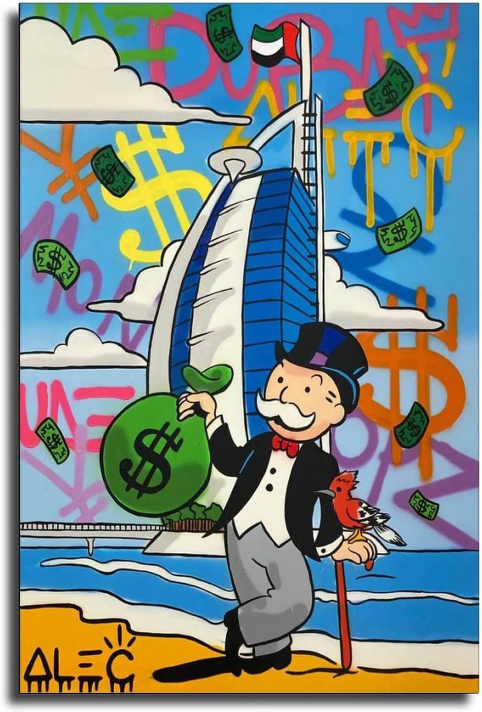 Monopolys Graffiti Street In Dubai Canvas Art Poster and Wall Art Picture Print Modern Family bedroom Decor Posters 16x24inch(40x60cm)