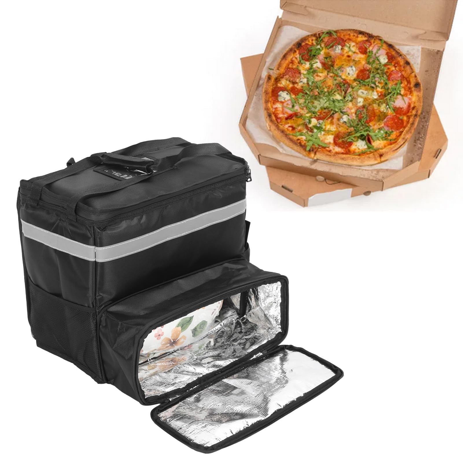 Mochila de Entrega de Alimentos para Pizza, Bolsas Expandibles Aisladas para Pizza Caliente con Tela Oxford Impermeable para Entrega en Bicicleta, Camping, Playa