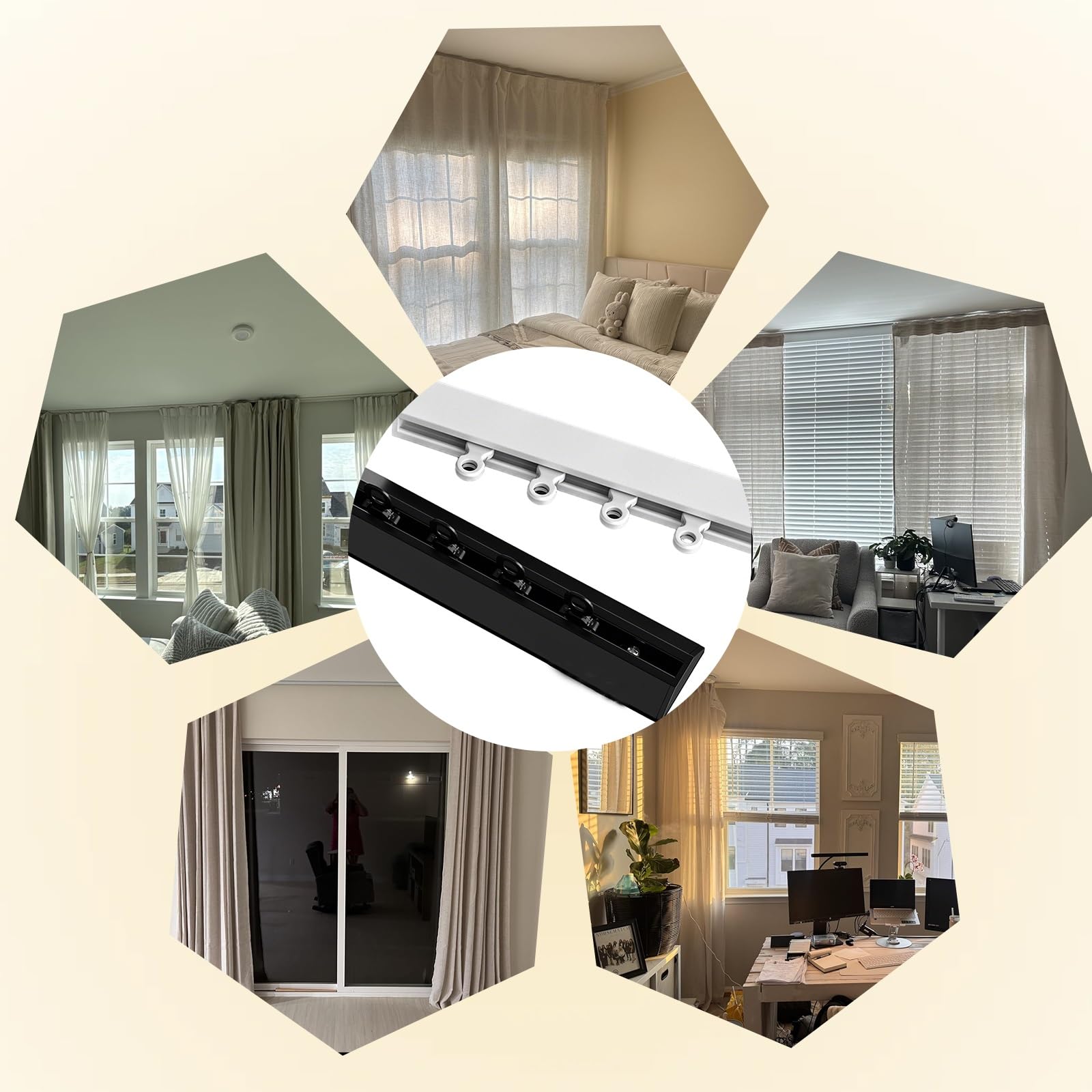 Asta bianca senza trapano, 100-400 cm, regolabile, in alluminio, montaggio a soffitto per divisori, bagno, spogliatoio (bianco, 400 cm)