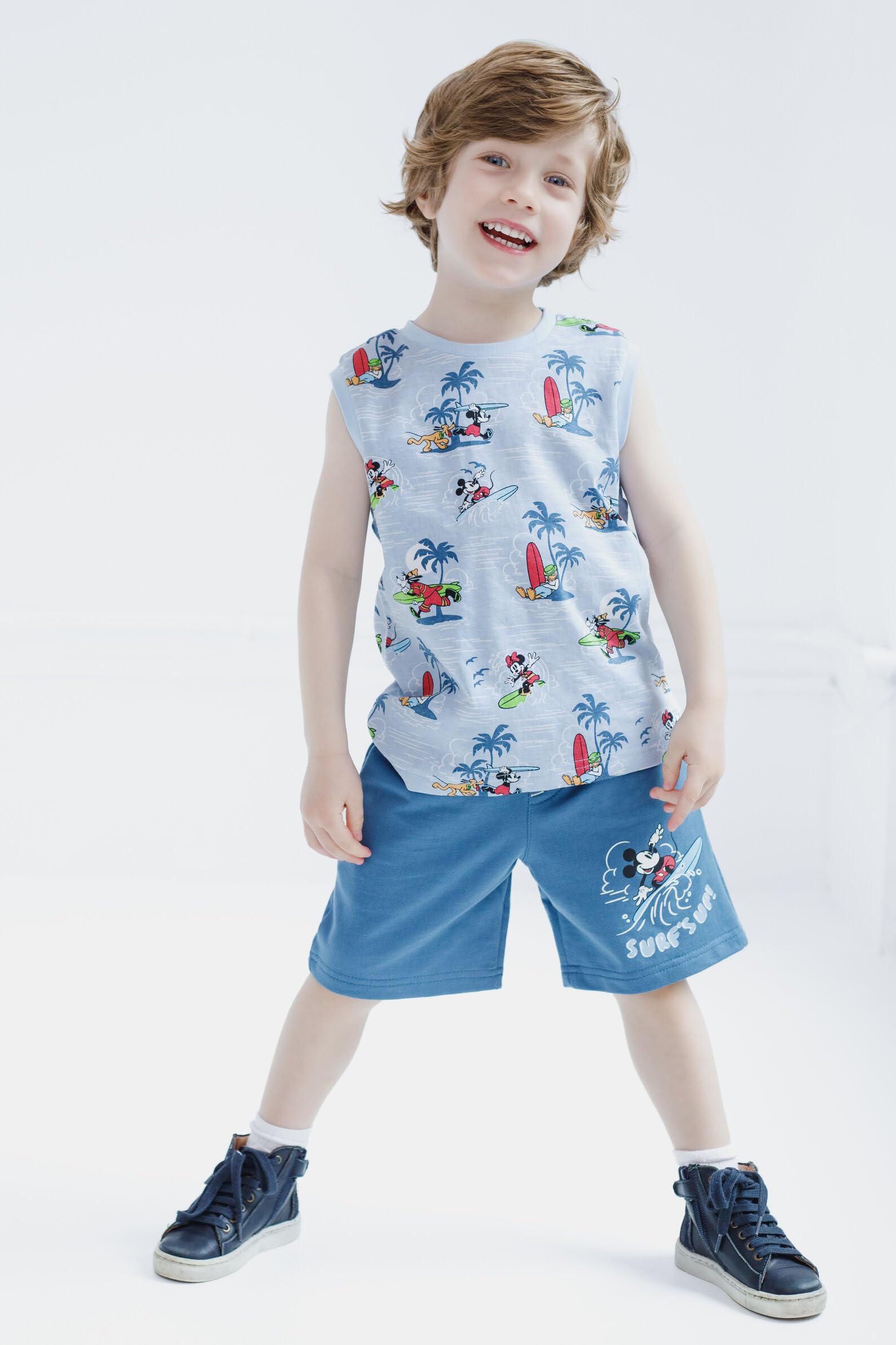 Disney Lion King Toy Story Mickey Mouse Cars - Camiseta sin mangas y pantalones cortos de rizo francés de 3 piezas para niños pequeños a niños grandes