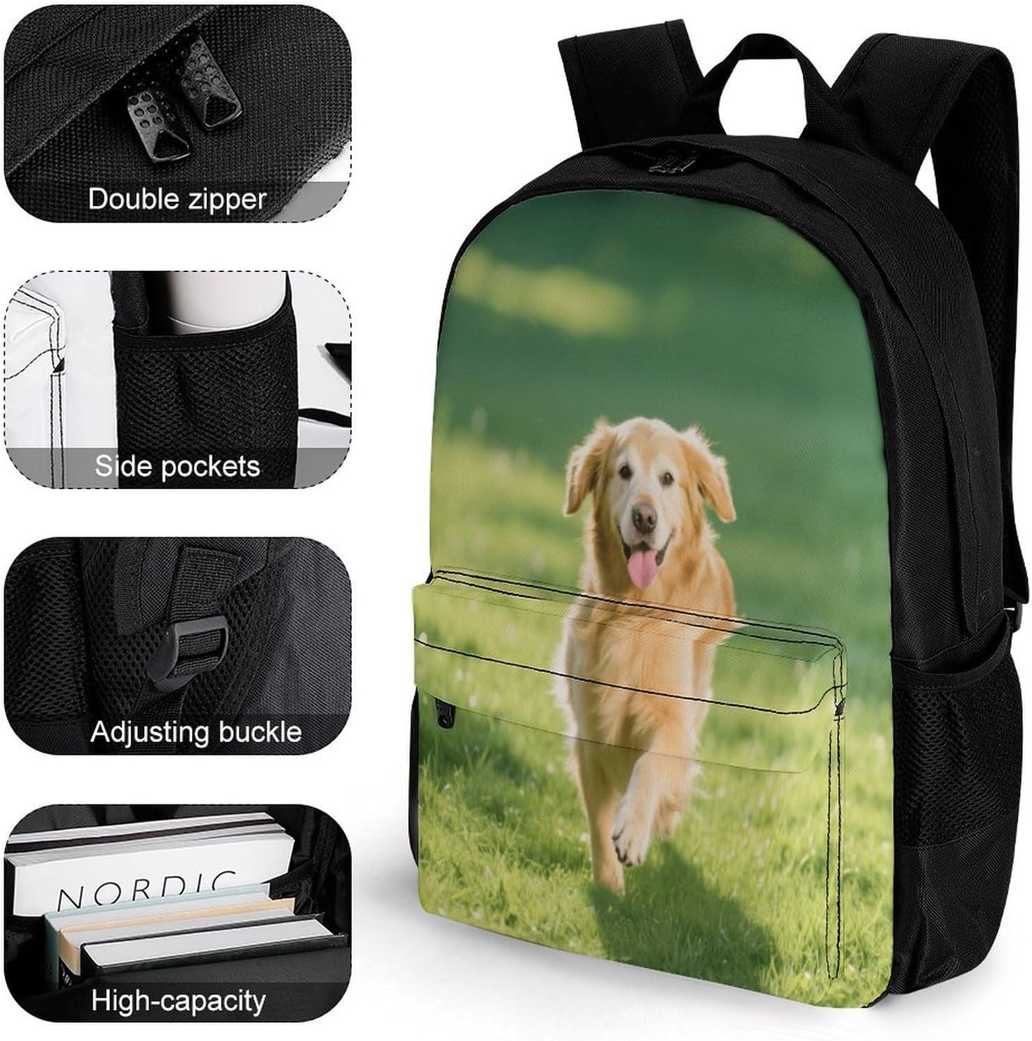 Golden Retriever Backpack Daypack Travel Backpack | Lightweight Casual Laptop Backpack for Women Men Aesthetic Travel Bag for Weekender Business Hiking Outdoor