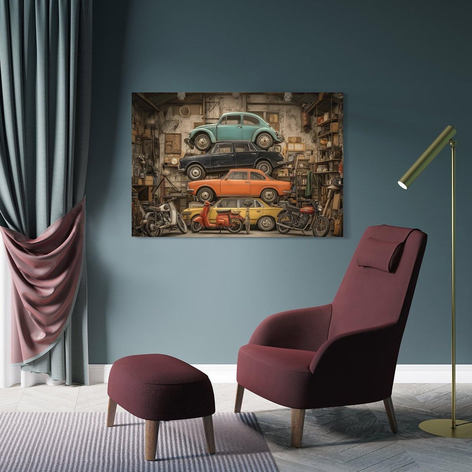 SHUNXIFQ Taller de reparación retro Lienzo Pintura Abstracta Fondo Impreso En Lienzo Cuadros Decoración Salón - Cuadros Lienzos Decorativos - Cuadros Modernos 20x30inch(50x75cm)