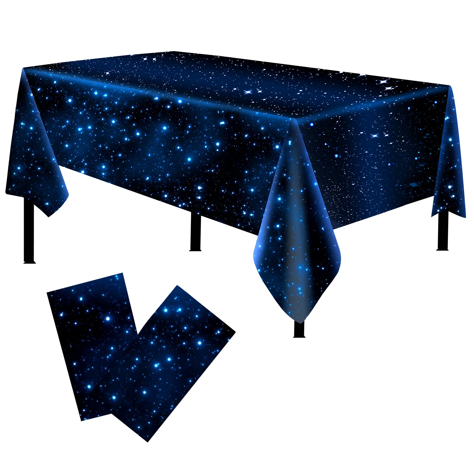1 Pack Space Tablecloth Starry Night Tablecloth Decorations Plastic Galaxy Table Cover Space Stars Theme Party Supplies for Birthday Home Decorations