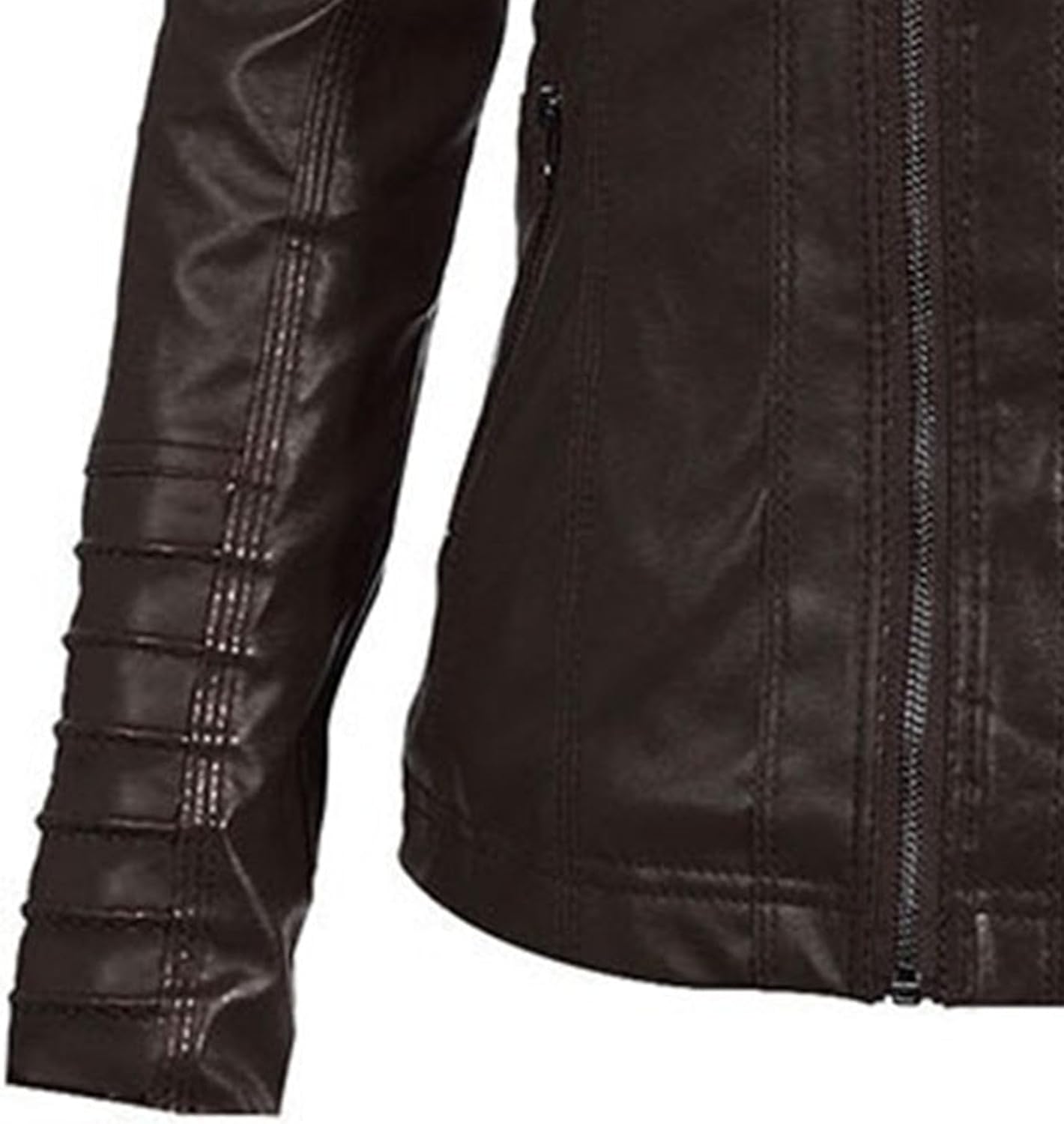 Women's Faux Leather Zip Up Stylish Jacket Hooded Comfort Moto Biker Jacket Fashion Casual Motorcycle Outdoor Coats