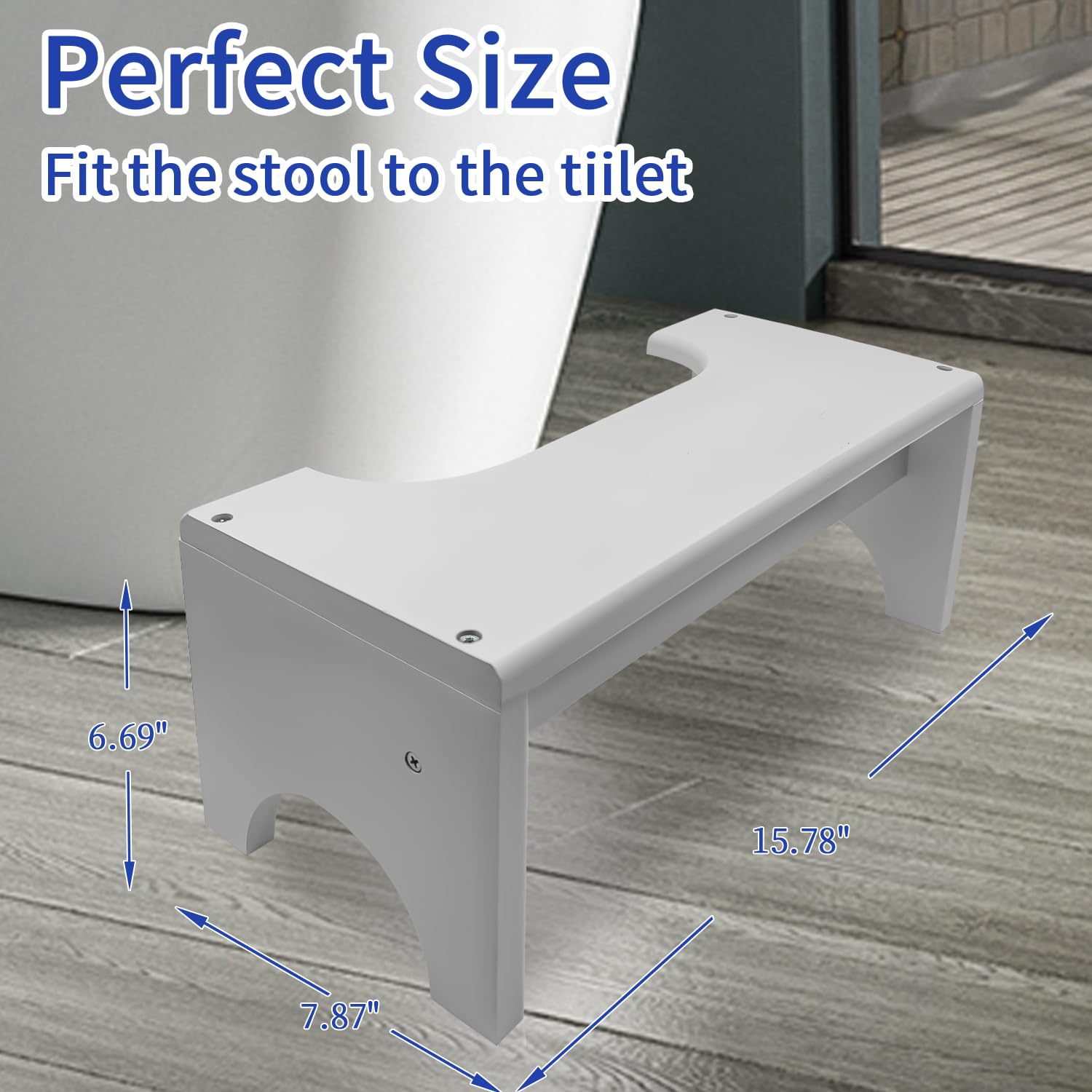 Toilet Stool Squat Adult, Wood Poop Stool for Bathroom Adults, Portable Toilet Potty Stool for Adults (New White)
