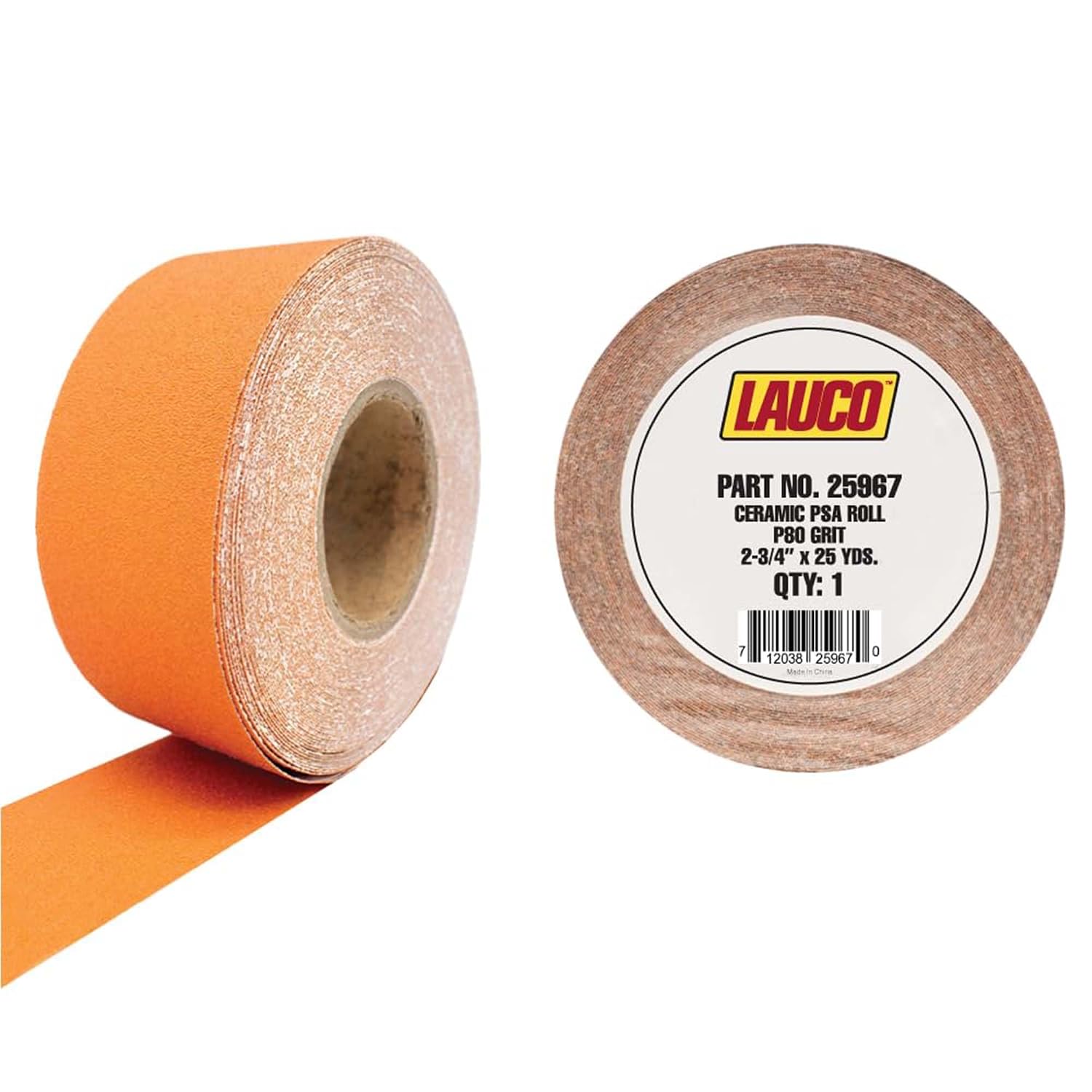 LAUCO Premium 180 Grit Ceramic Grain Hook & Loop Sanding Roll Each 2.75" x 25 Yard - Hook & Loop Continuous Longboard Sandpaper for Automotive and Woodworking