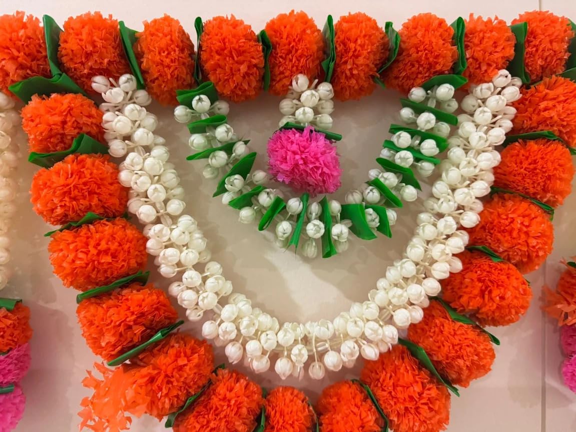 Marigold and mogra toran garland for door hanging